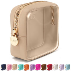 Sac Embla London transparent avec fermeture éclair, pratique pour l'organisation du maquillage en voyage.