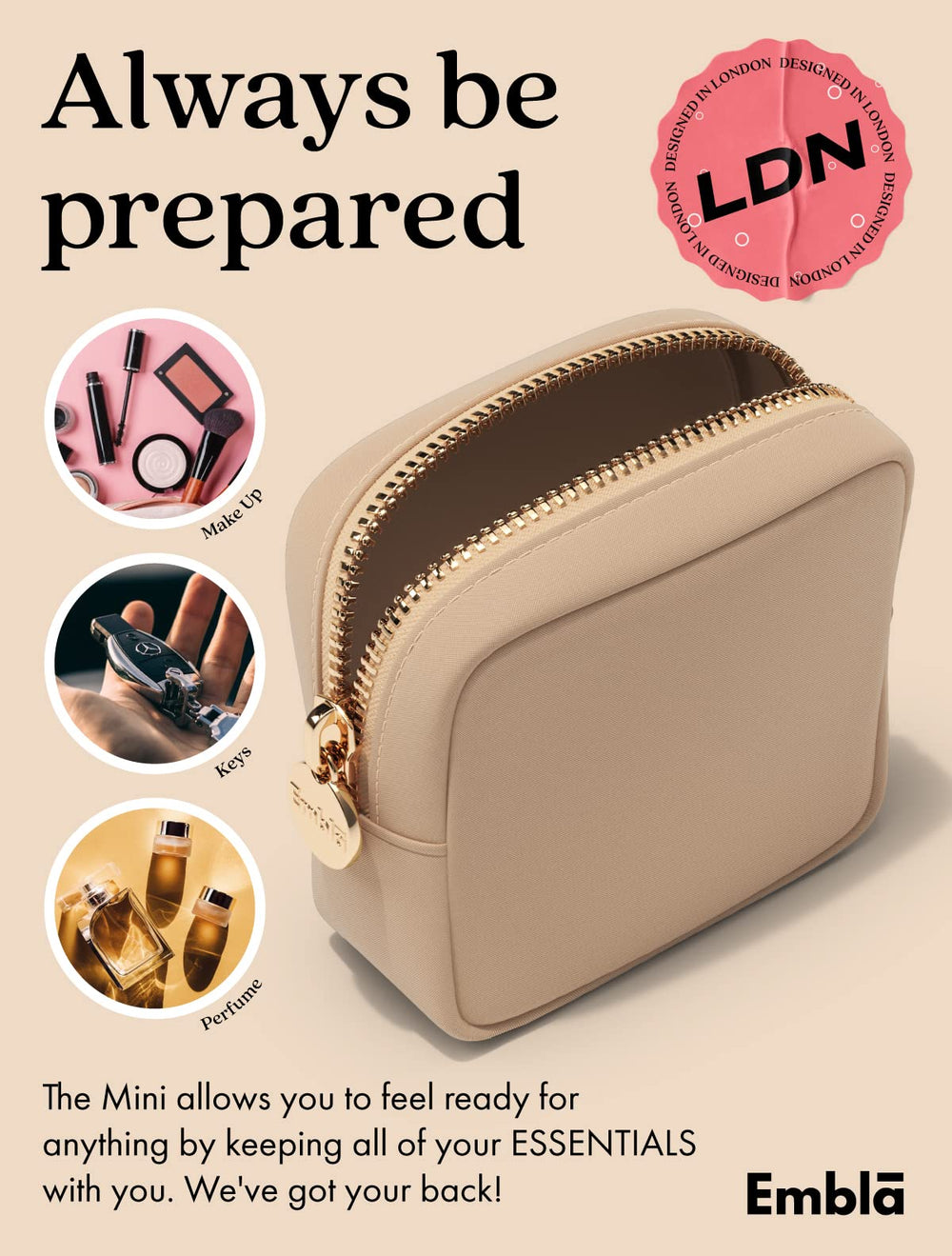 Sac Embla Maquillage Compact Luxe, idéal pour sac à main.