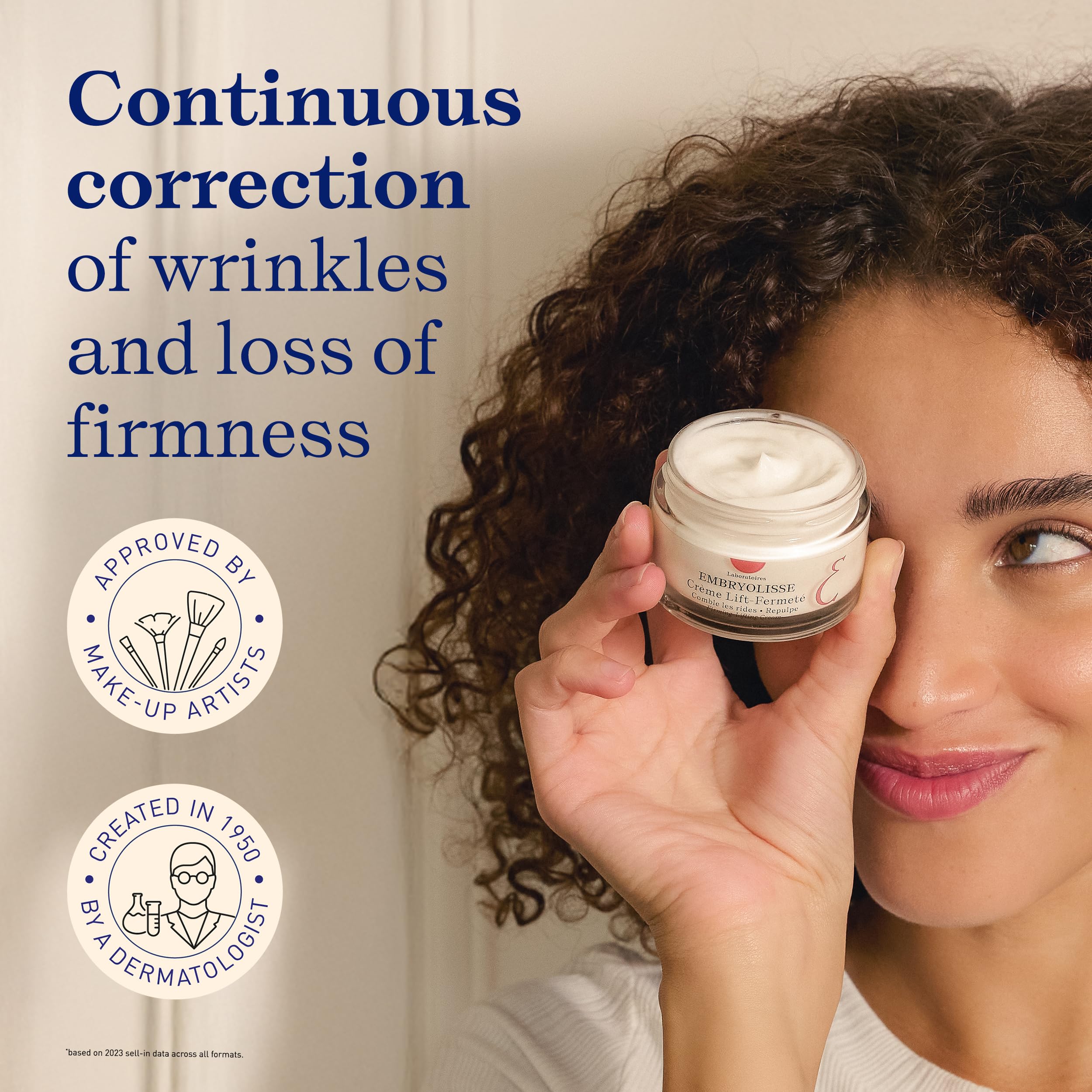 Embryolisse crème lifting visage, effet lifting visible sur les contours du visage.