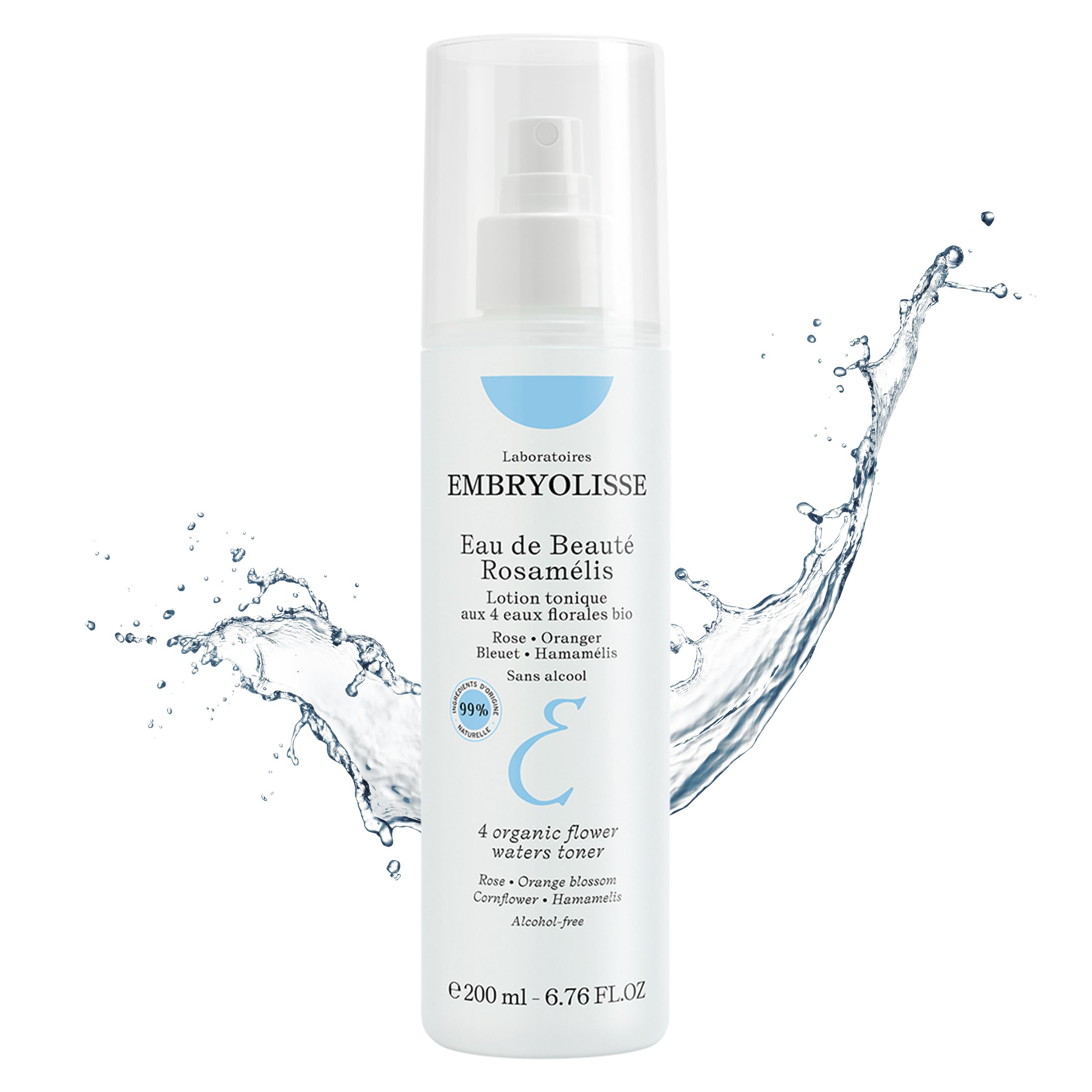 Embryolisse Eau de Beaute Rosamelis sur la bouteille, tonifiant et nourrissant pour la peau
