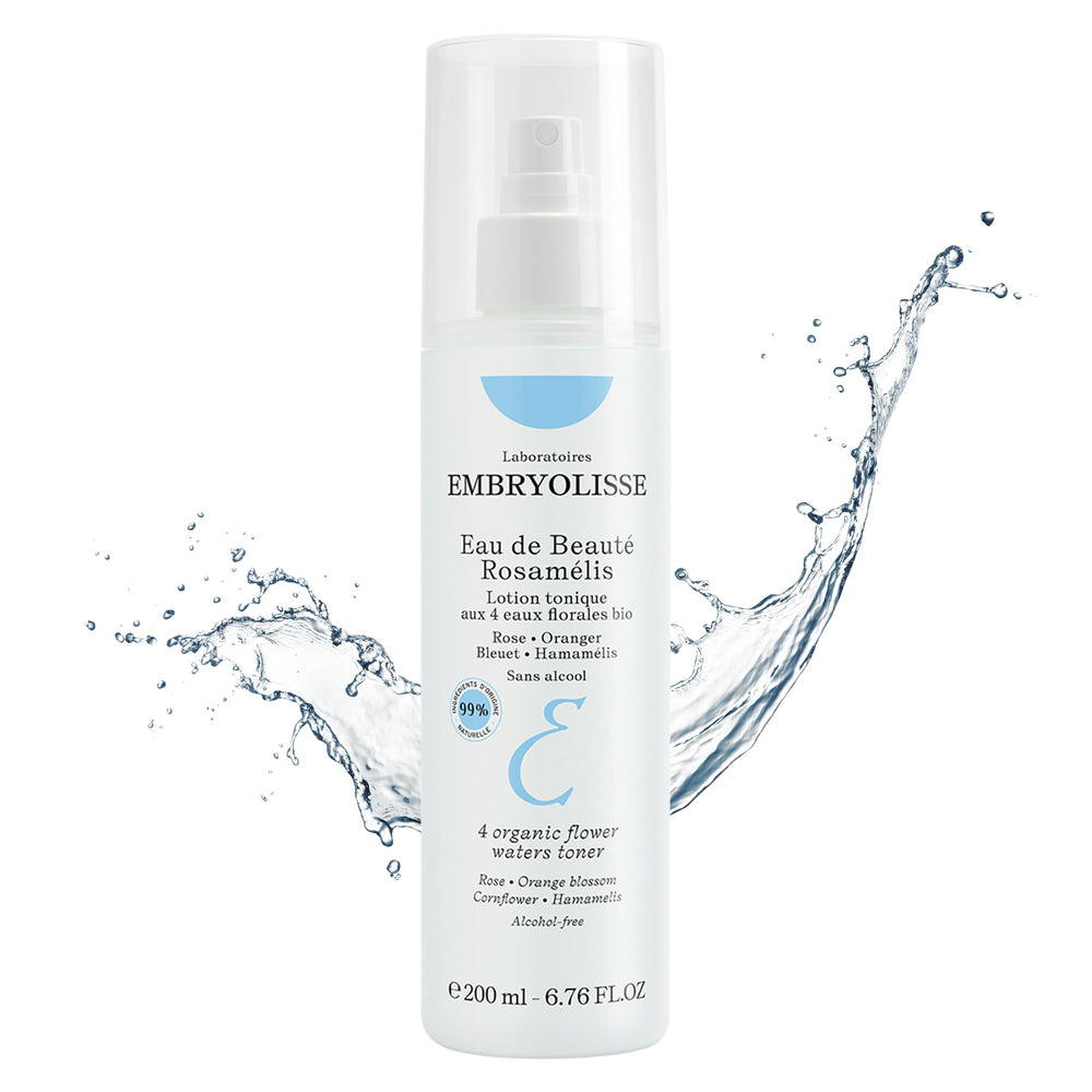 Embryolisse Eau de Beaute Rosamelis sur la bouteille, tonifiant et nourrissant pour la peau
