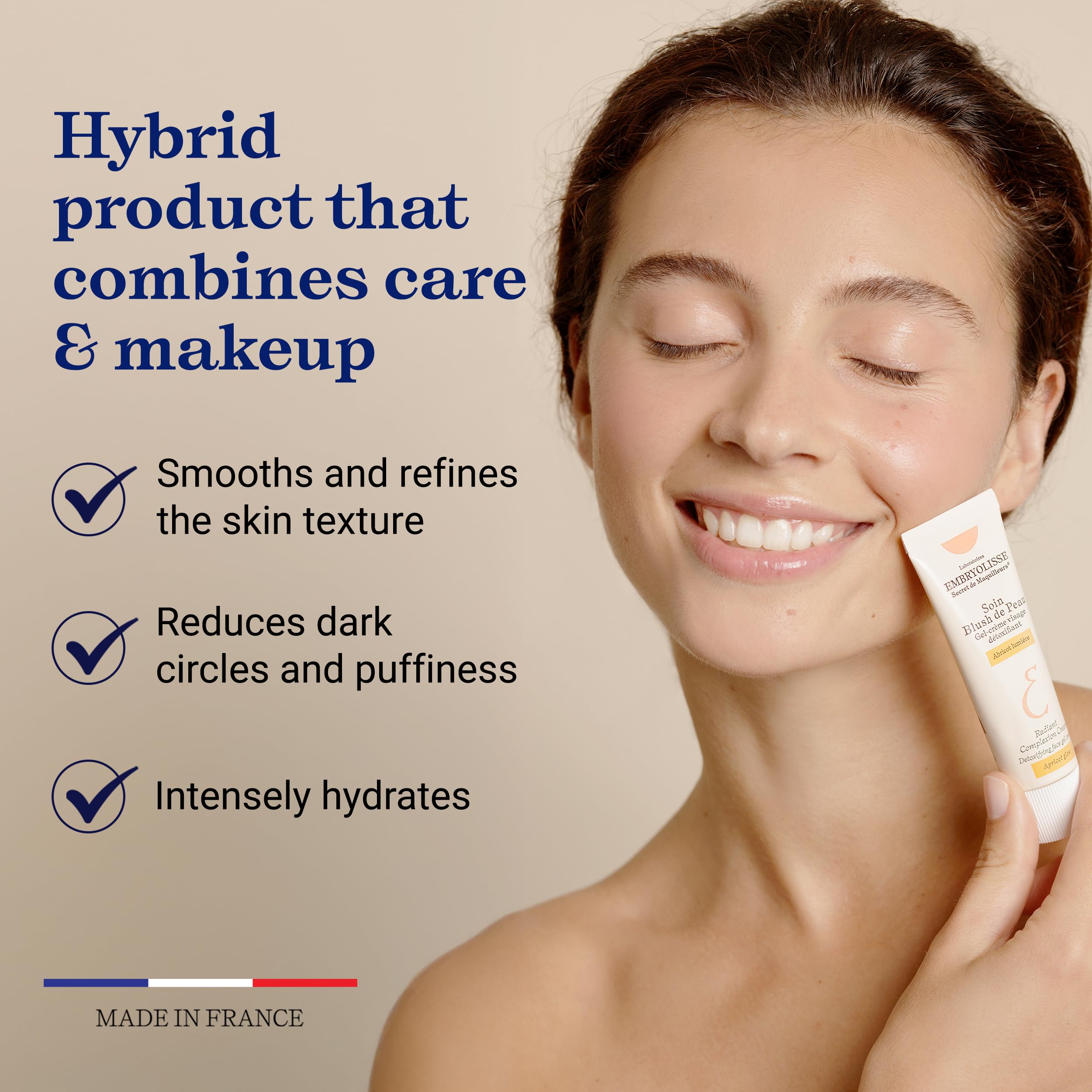 Crème Éclat Embryolisse nuancier abricot – couleur polyvalente pour tous les teints.