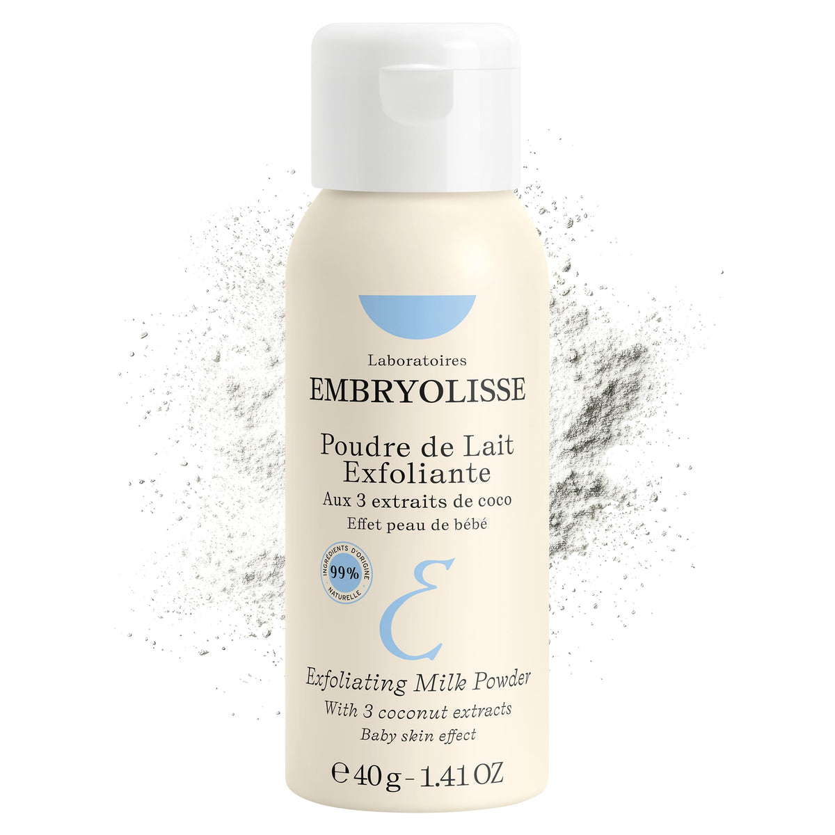 Embryolisse gommage poudre visage: exfoliation douce pour peau lisse et lumineuse.