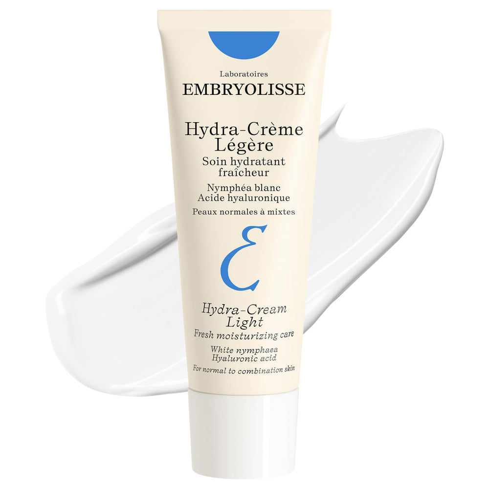 Embryolisse Hydra-Cream Light—bouteille élégante; hydratation légère prête à l'emploi.