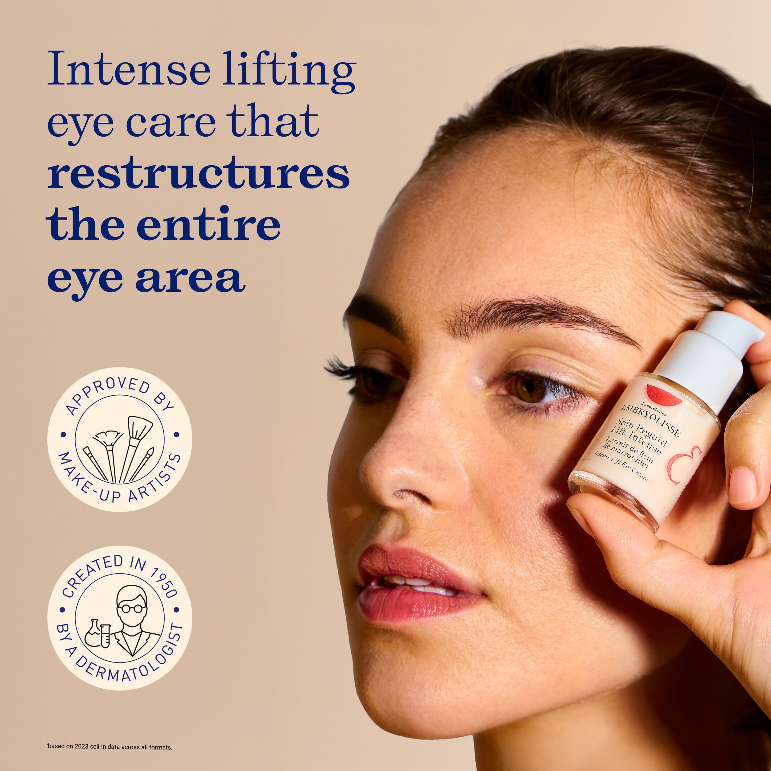 Texture crème Embryolisse autour des yeux, hydratation et douceur visibles