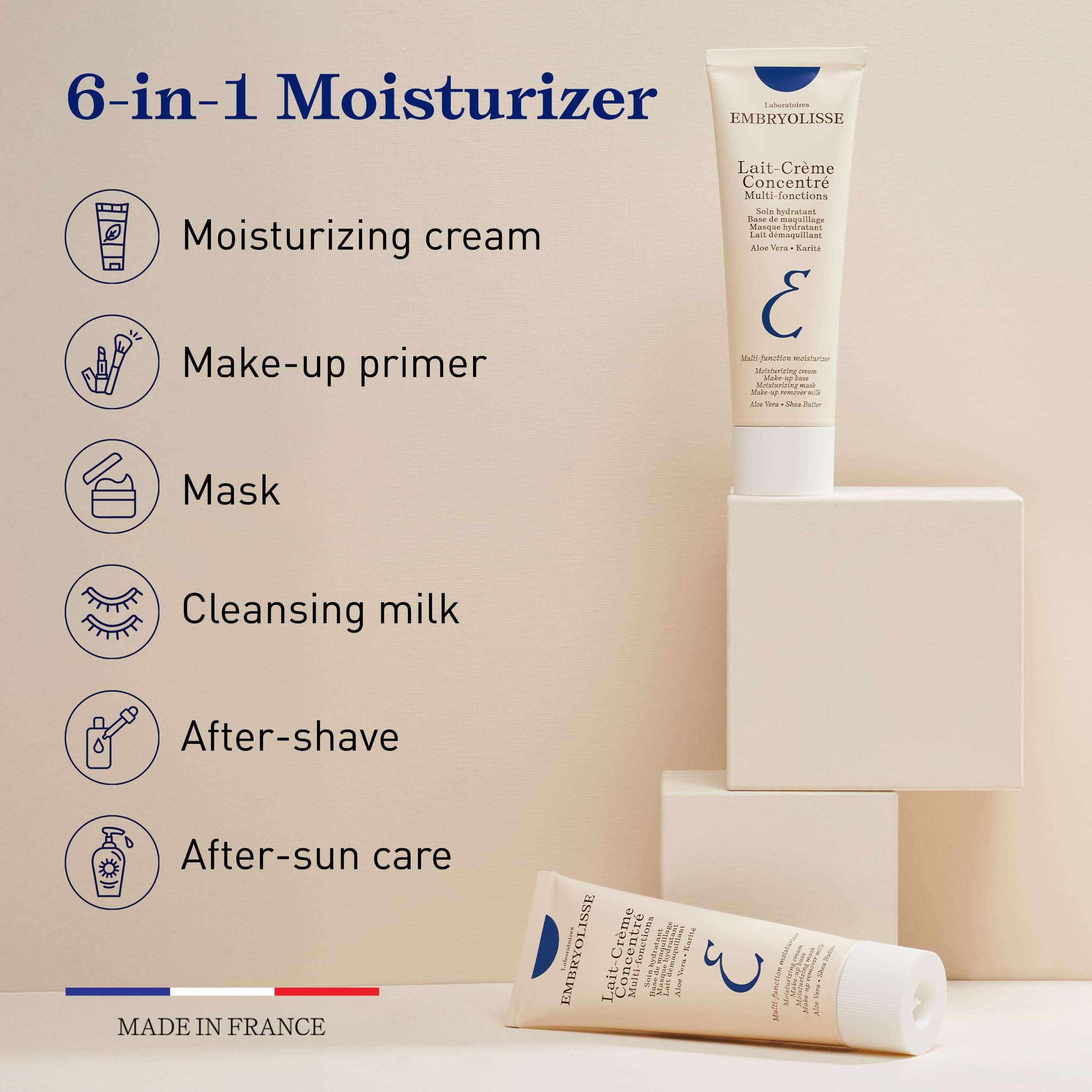 Embryolisse Lait-Crème Concentré avec logo France, formulation française pour la peau.