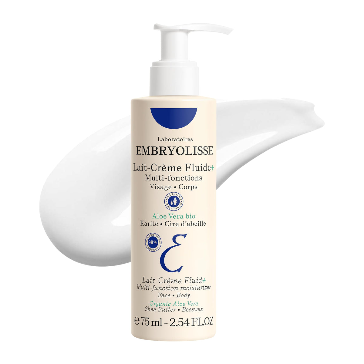 Embryolisse Lait Crème Fluid+ visage et corps, hydratation légère et durable.