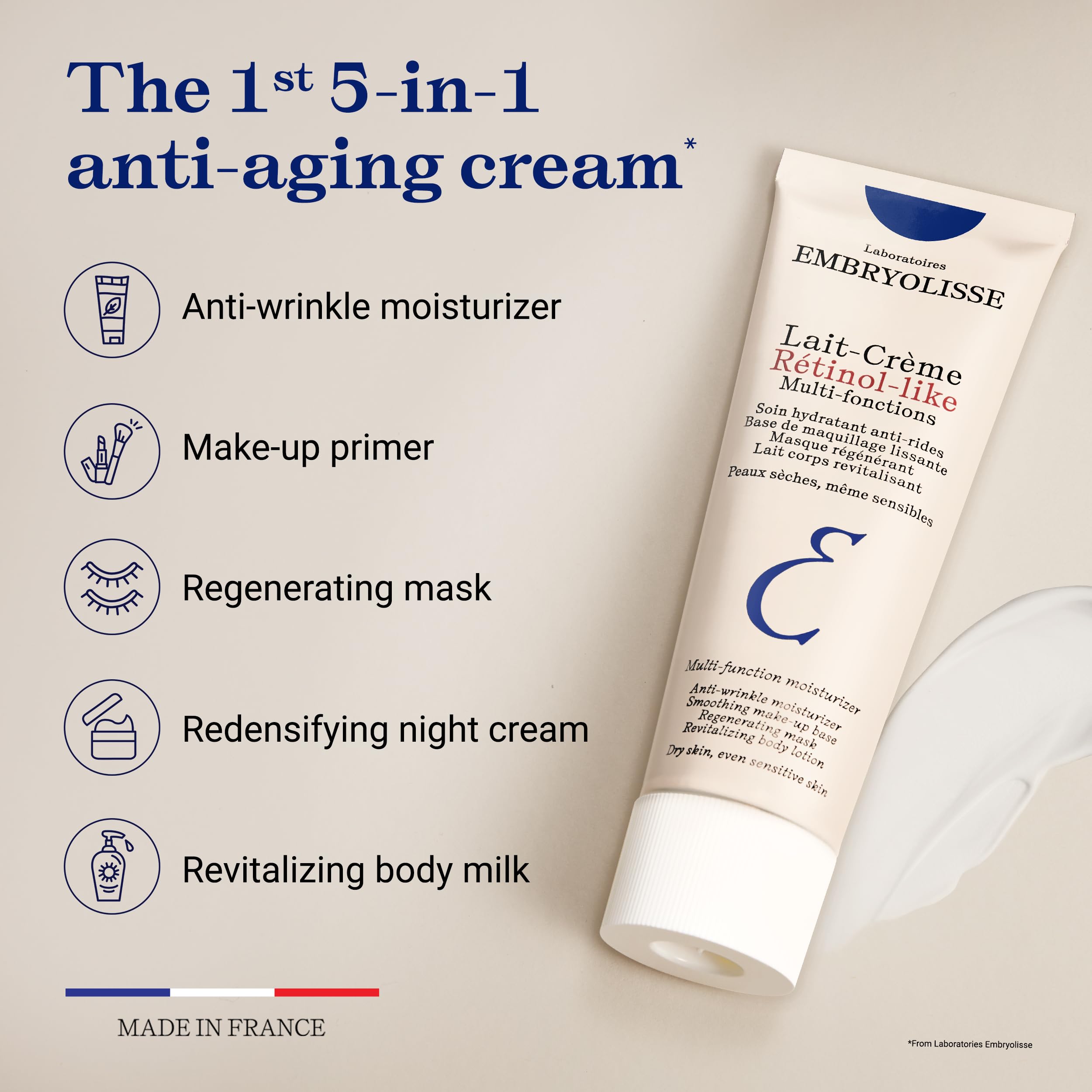 Embryolisse Lait-Crème Retinol Alternative – hydratation quotidienne pour peau normale à sensible.