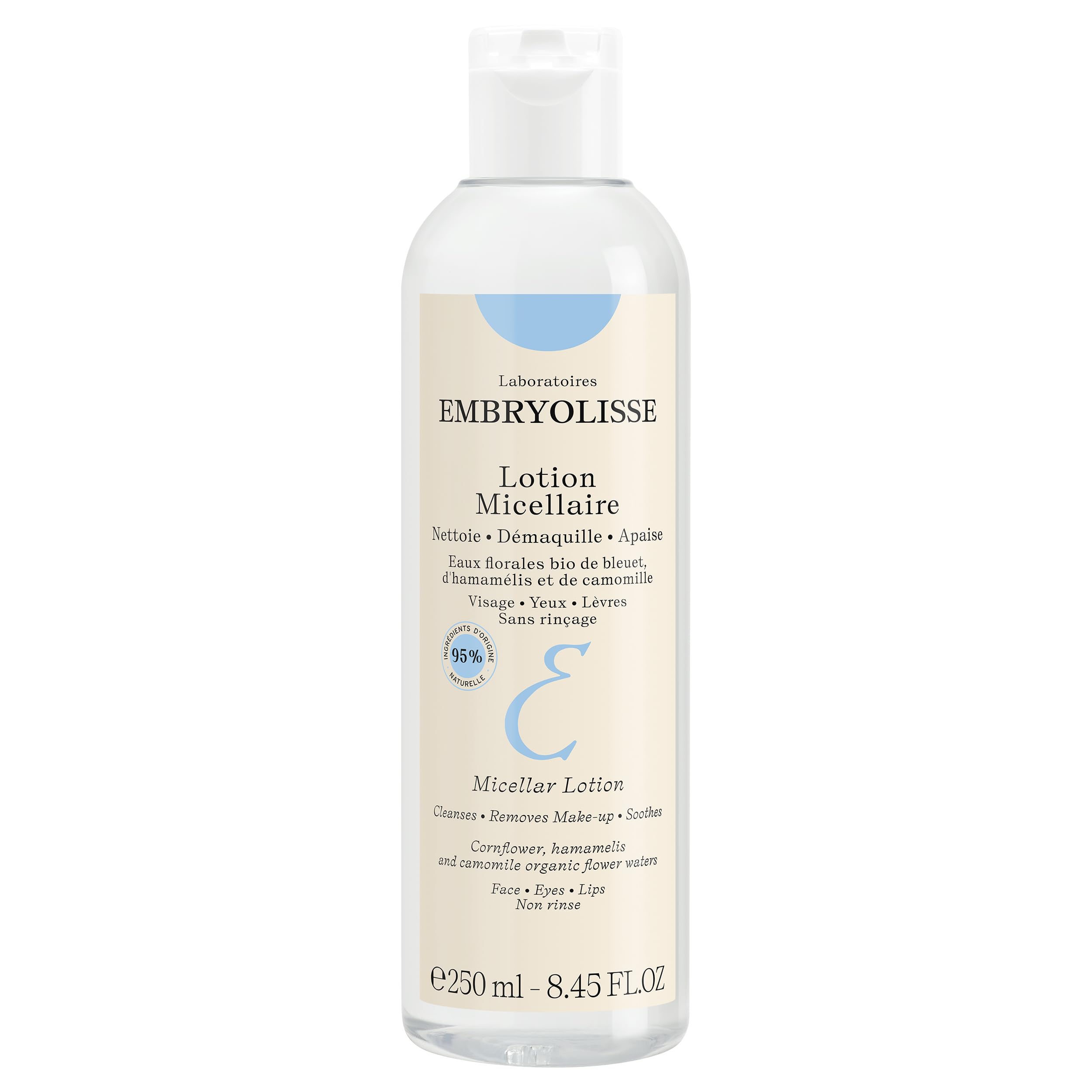 Embryolisse Micellar Lotion démaquille visage, yeux et lèvres sans rinçage.