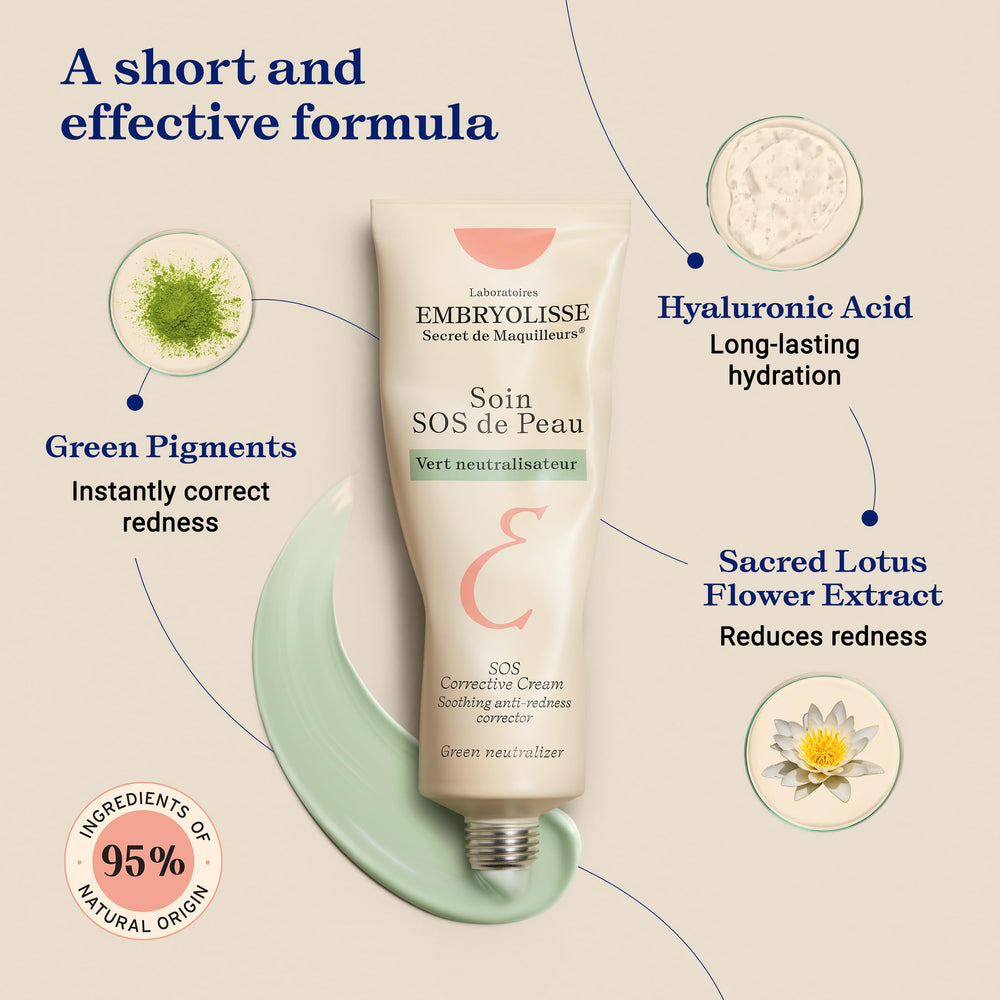 Base légère Embryolisse SOS Crème Correctrice utilisable comme soin quotidien et maquillage.