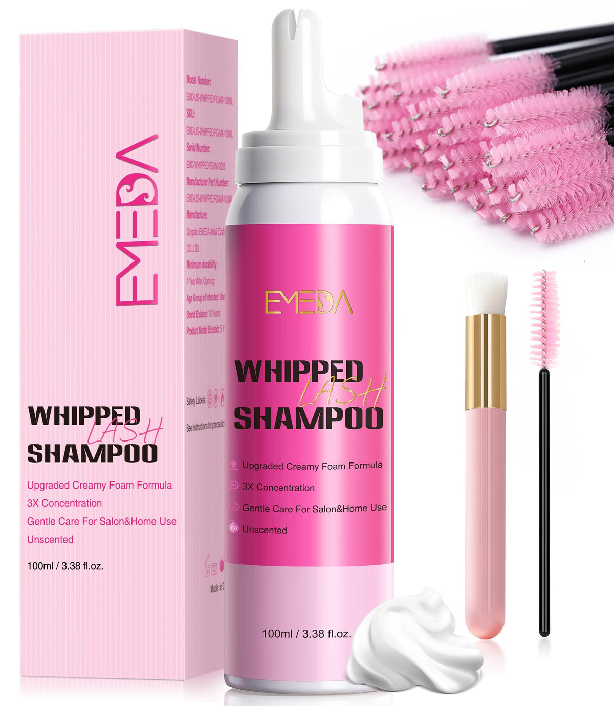 EMEDA kit-shampoing-cils mousse dense : nettoyage en profondeur en douceur.
