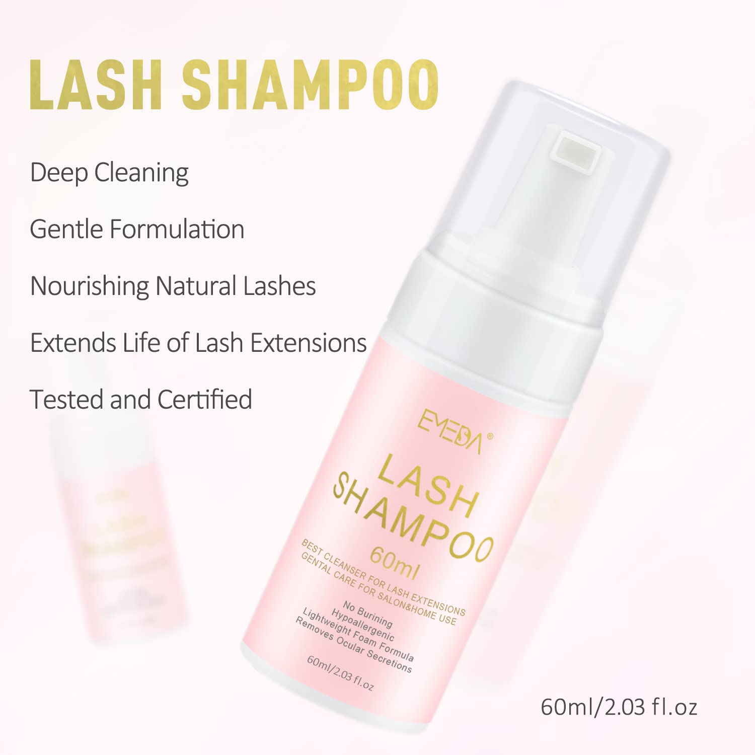 EMEDA Lash Shampoo embout brosse douce nettoie délicatement les cils.