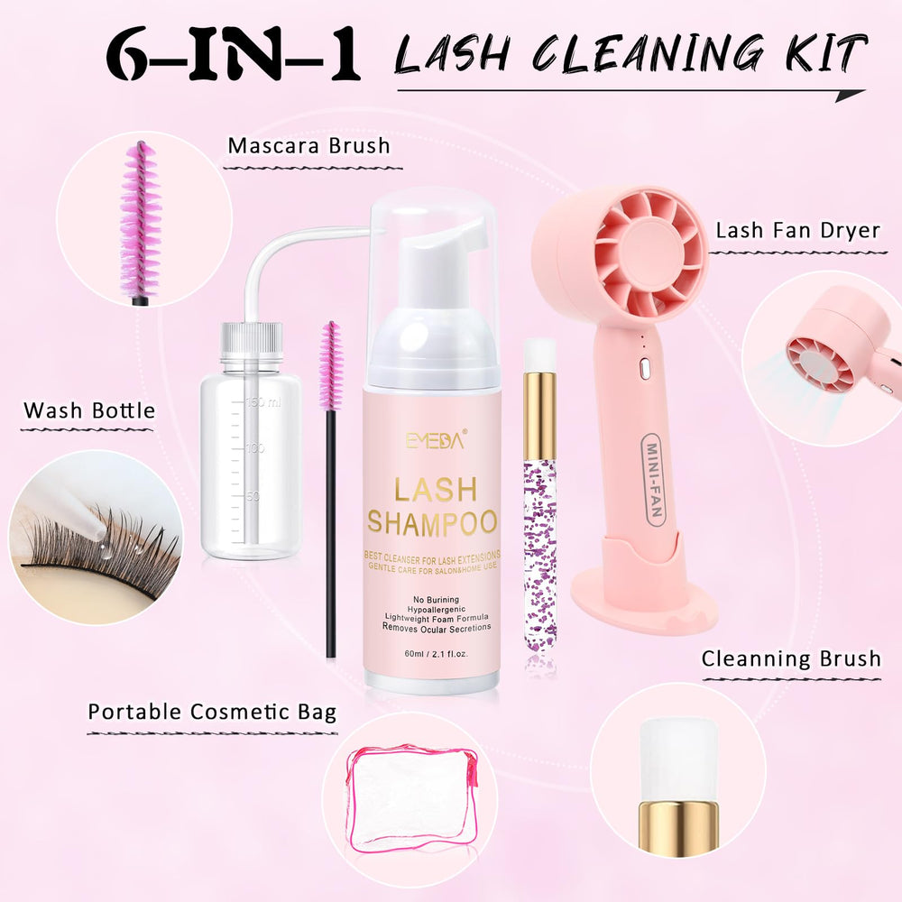 EMEDA shampoing cils 60 ml parfum rose nettoie en douceur les cils et extensions