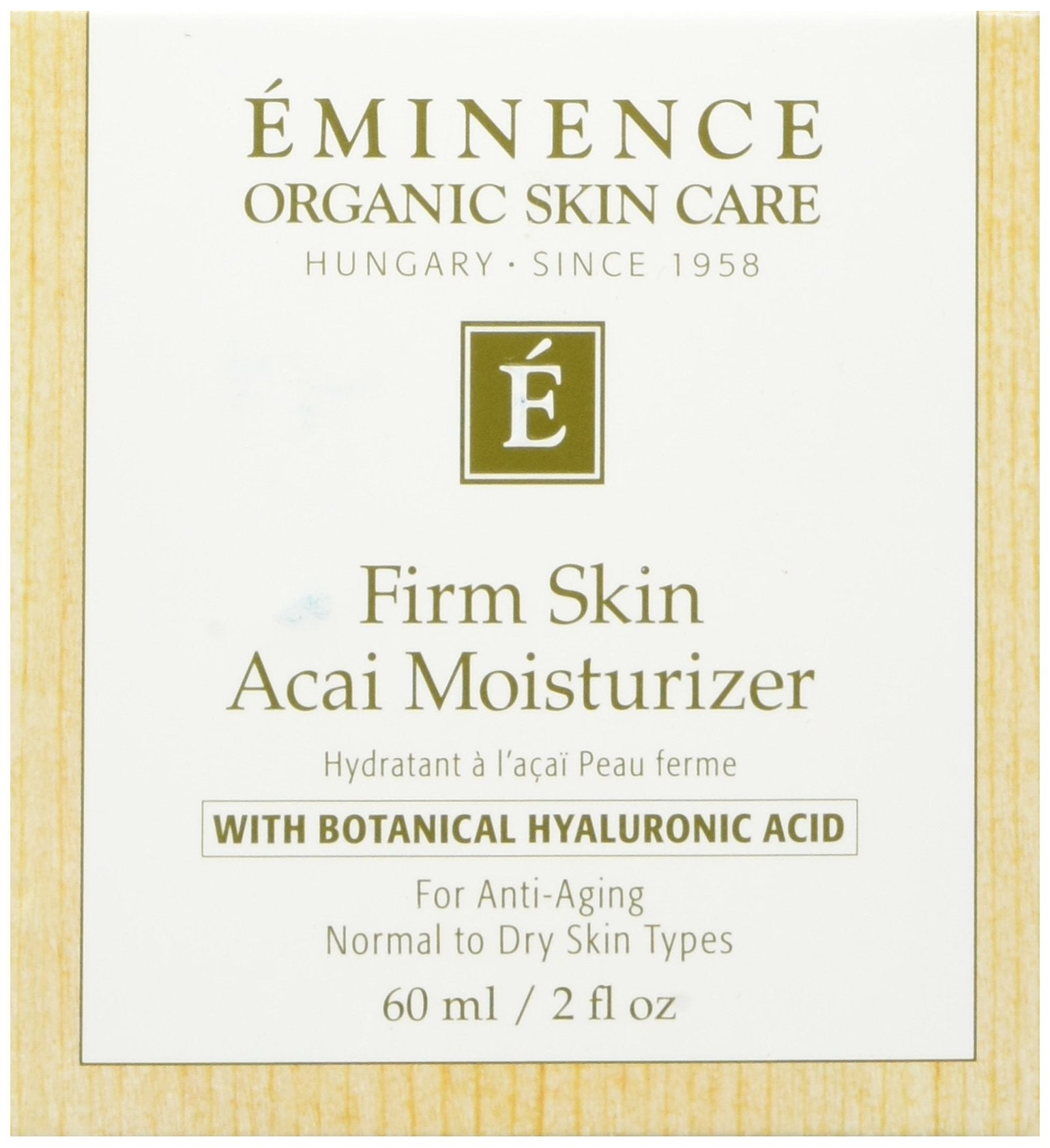 Eminence Acai Raffermissant: bouteille montrant l hydratation intense pour la peau.