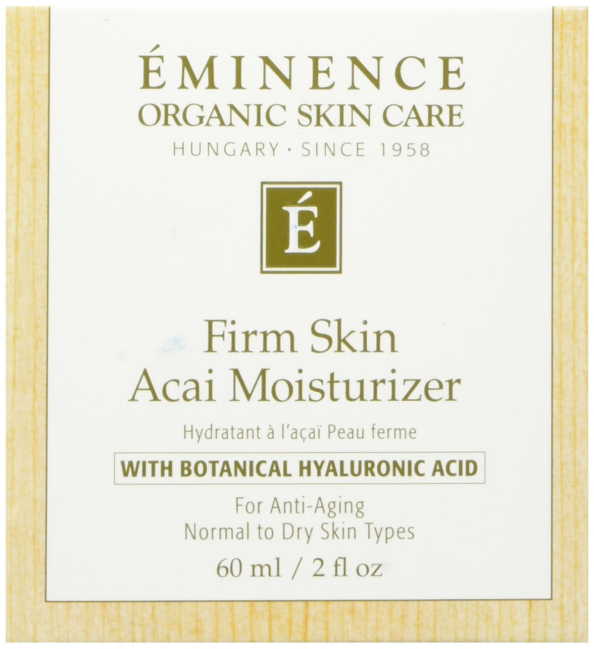 Eminence Acai Raffermissant: bouteille montrant l hydratation intense pour la peau.