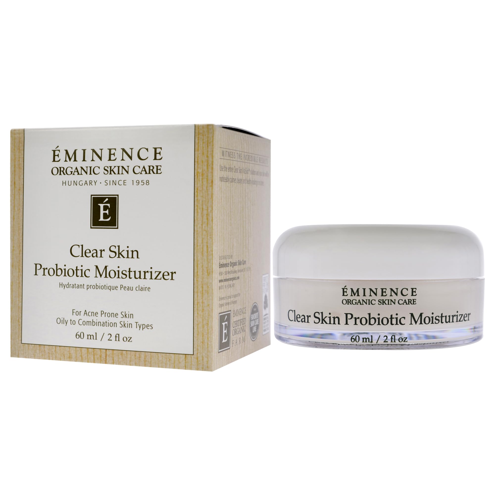 Eminence Hydratant Probiotique — application sur le visage pour une peau apaisée.