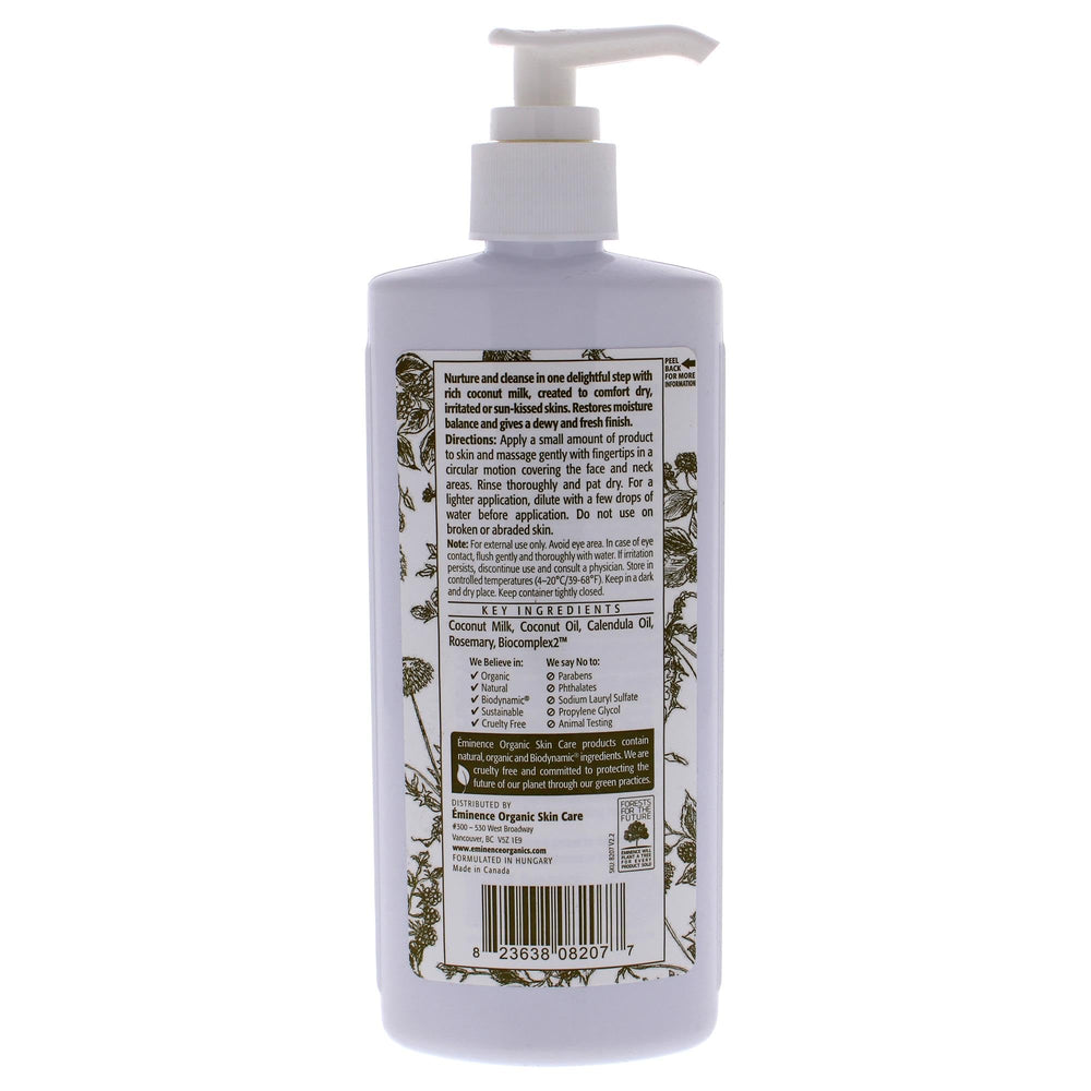 Eminence Bouteille Nettoyant Visage Coco : nettoyage doux et nourrissant pour peaux sensibles.