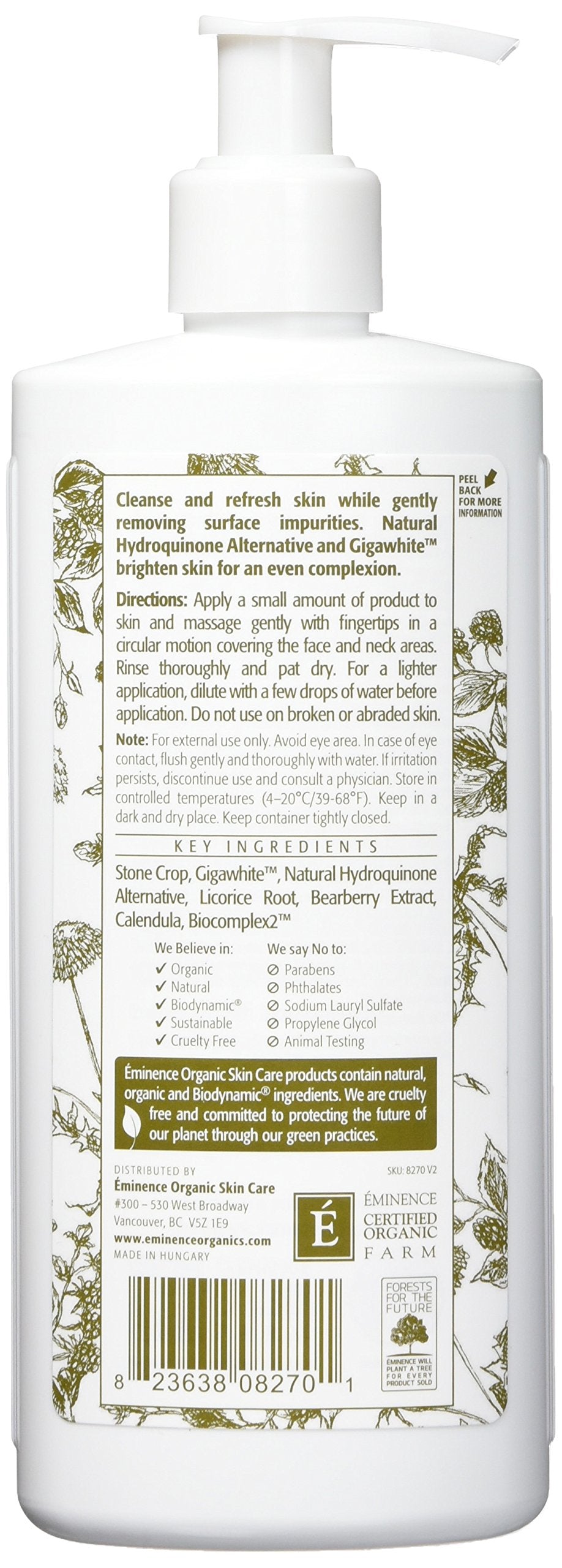 Eminence Bright Skin Cleanser – texture mousse légère et nourrissante