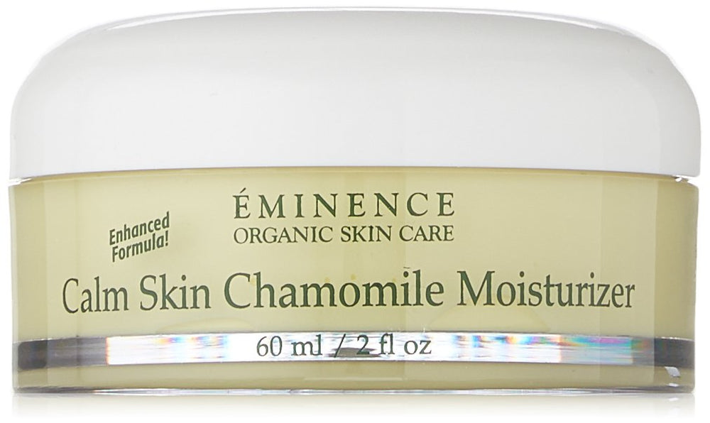 Crème apaisante Eminence en flacon, apaise les peaux sensibles et hydrate.