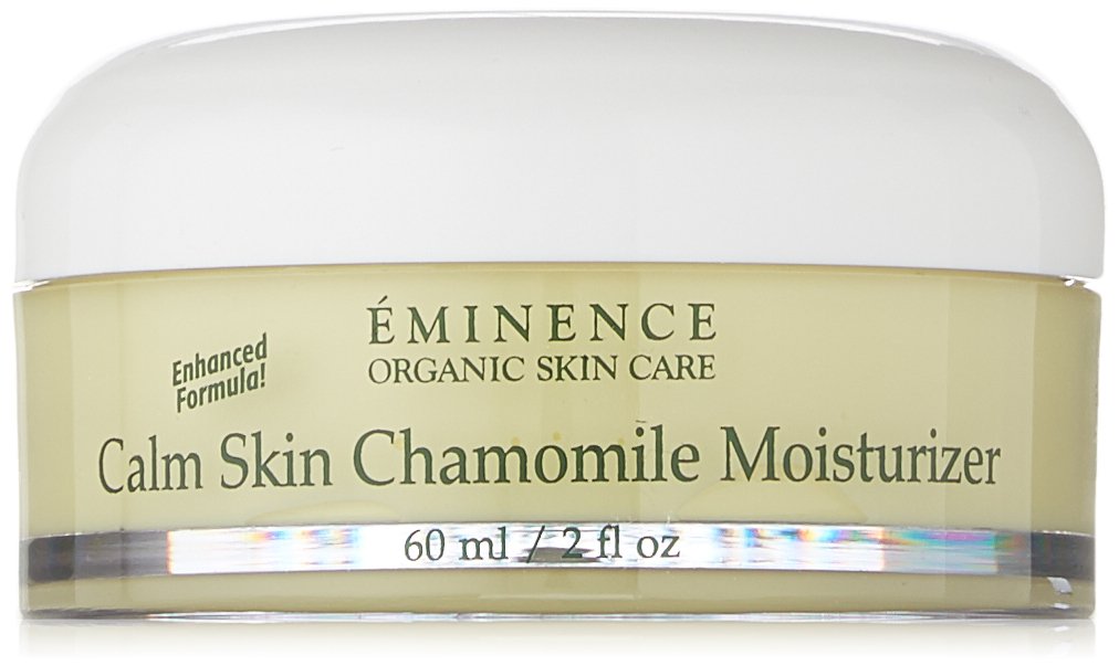 Crème apaisante Eminence en flacon, apaise les peaux sensibles et hydrate.