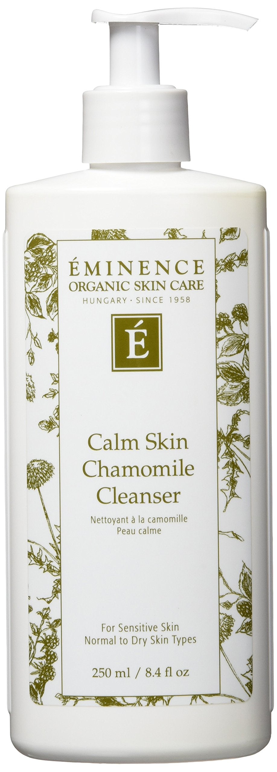 Eminence Calm Skin Camomille Nettoyant, bouteille élégante, purifie la peau en douceur.