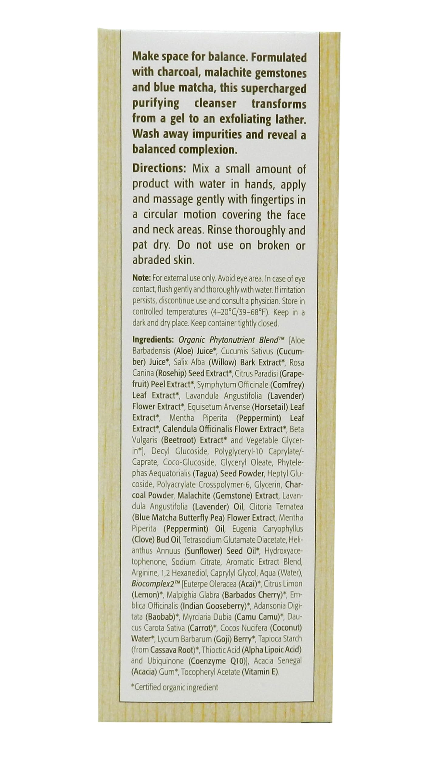 Eminence Charcoal Gel Nettoyant Menthe Poivrée – fraîcheur et antioxydants sans parfum.
