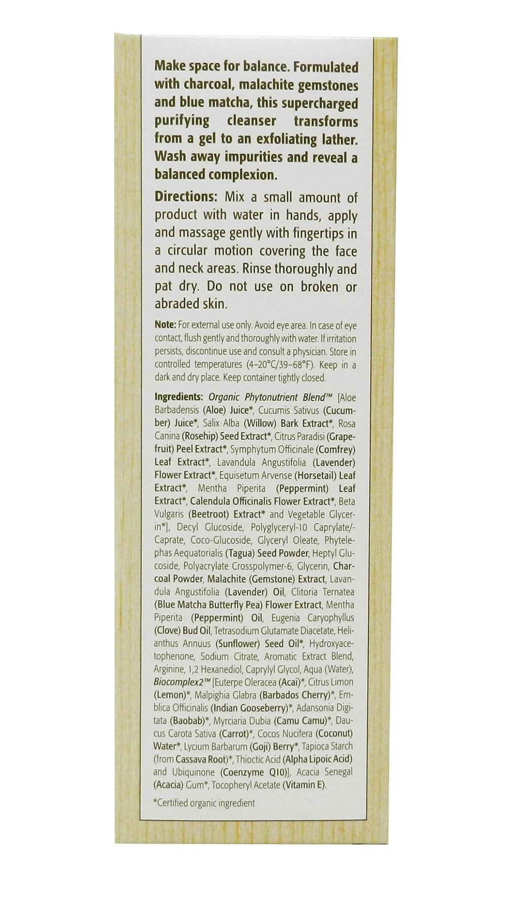 Eminence Charcoal Gel Nettoyant Menthe Poivrée – fraîcheur et antioxydants sans parfum.