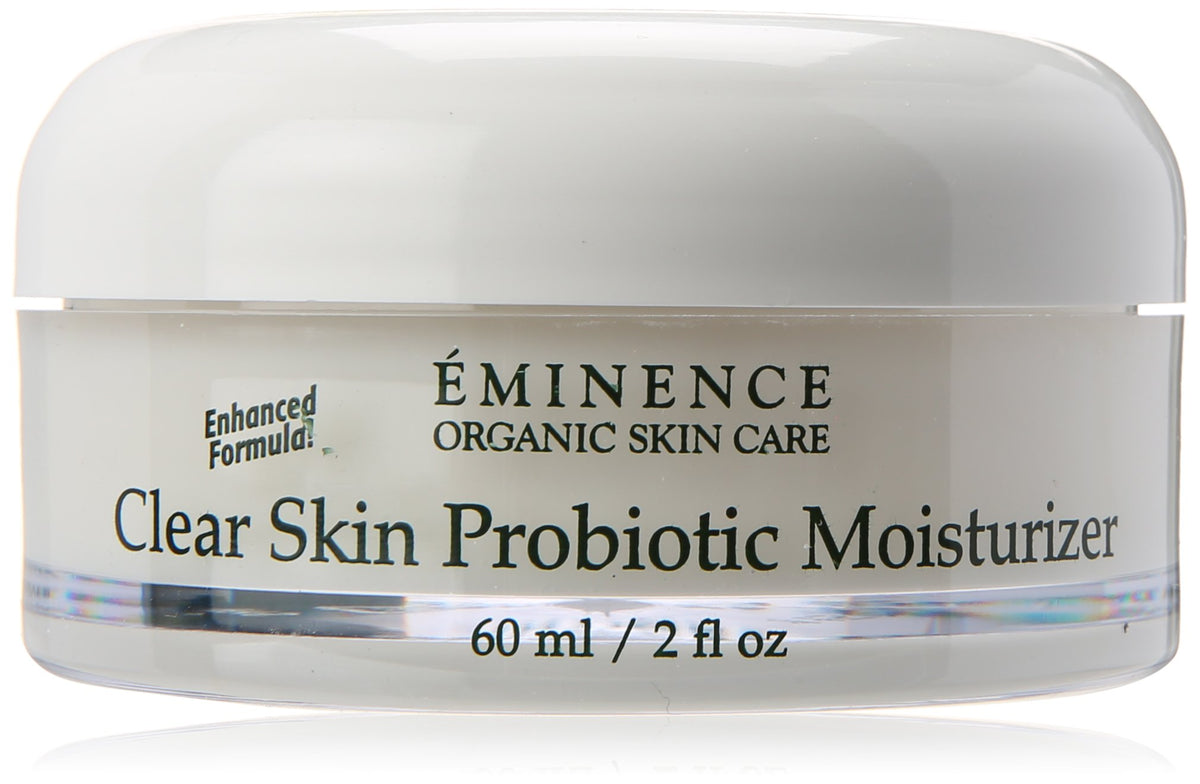 Eminence Clear Skin Probiotic Moisturizer — bouteille légère prête pour jour et nuit.