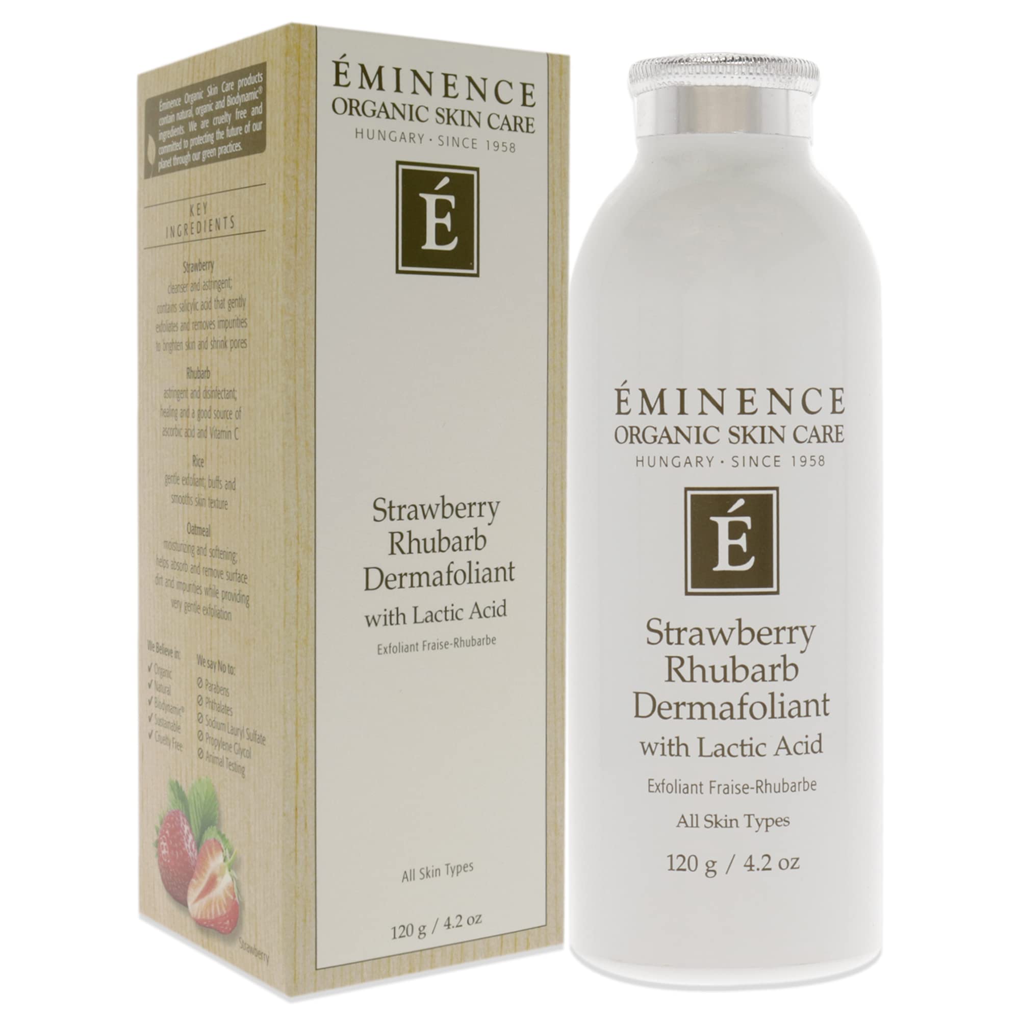 Eminence Dermafoliant Fraise Rhubarbe: massage-douce prépare la peau pour le soin