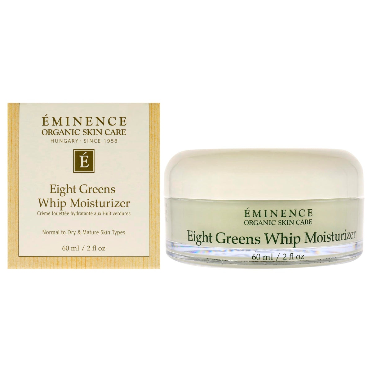 Eminence Huit Verts Mousse Visage – bouteille élégante prête pour hydratation durable.