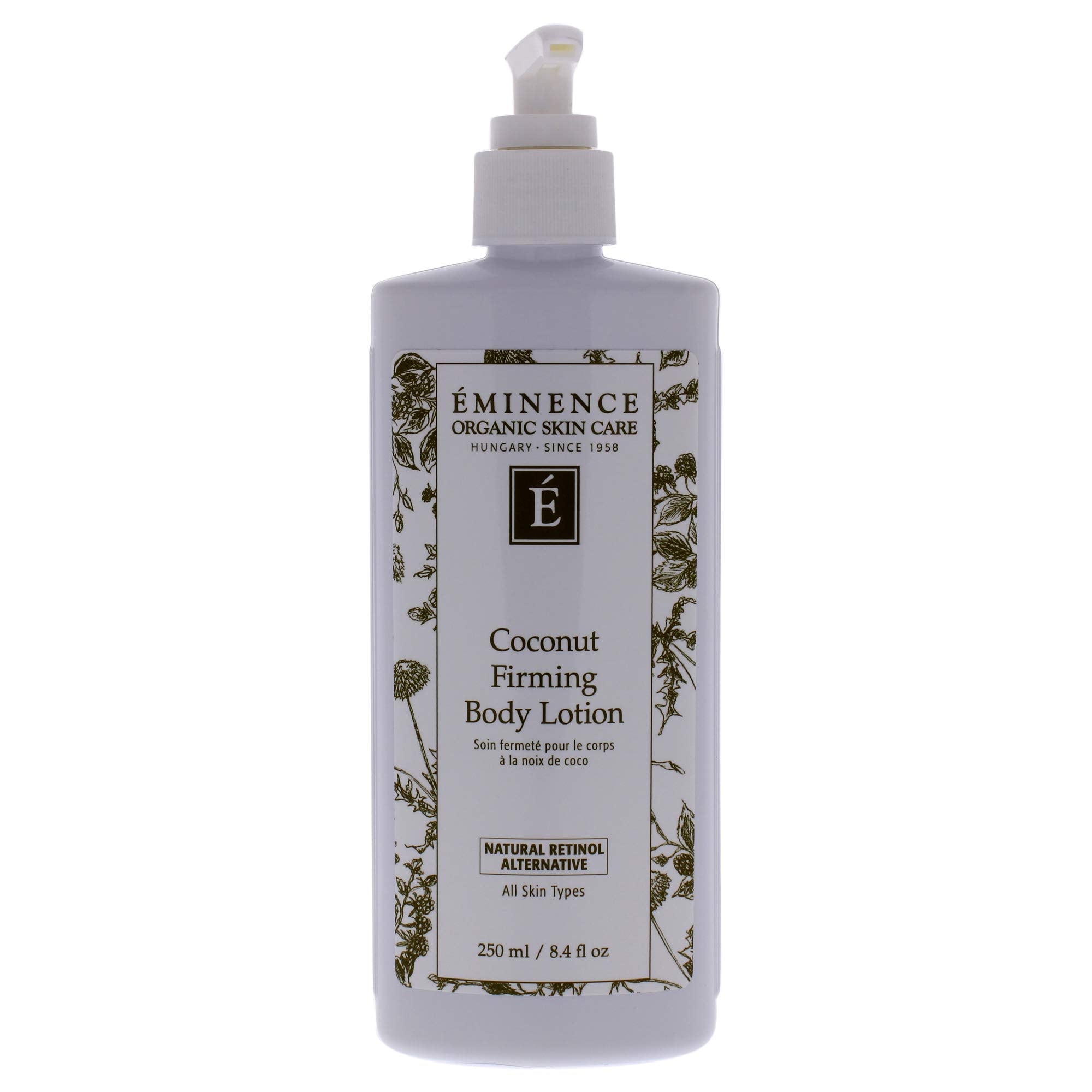 Lotion Eminence raffermissante à la noix de coco – bouteille, hydratation profonde pour peau satinée.