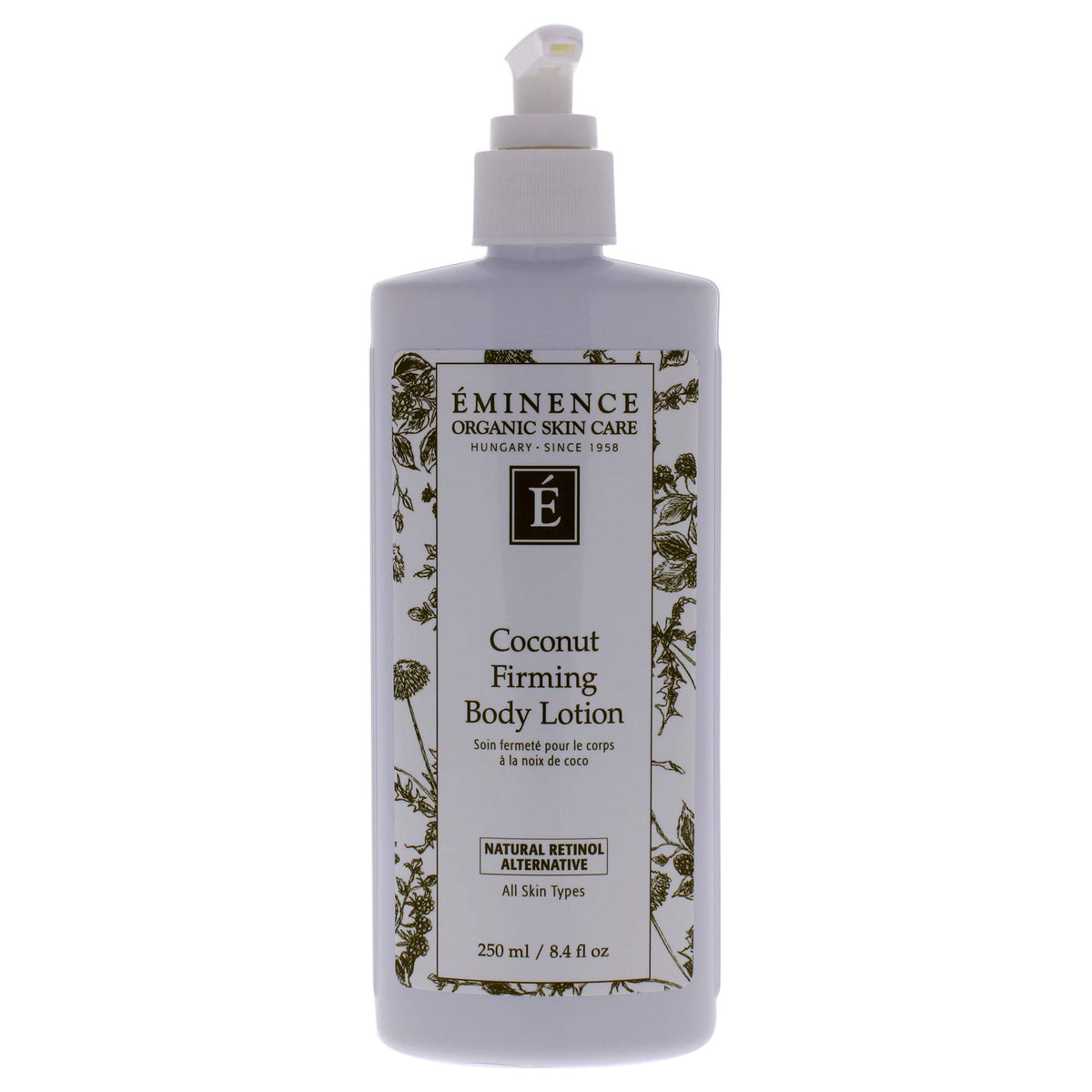 Lotion Eminence raffermissante à la noix de coco – bouteille, hydratation profonde pour peau satinée.
