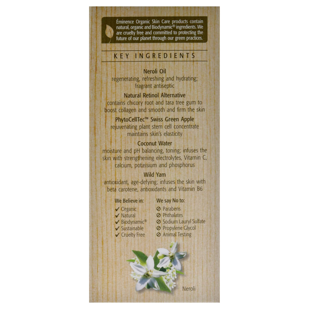 Eminence Neroli, contour des yeux nourri et rafraîchi après application.