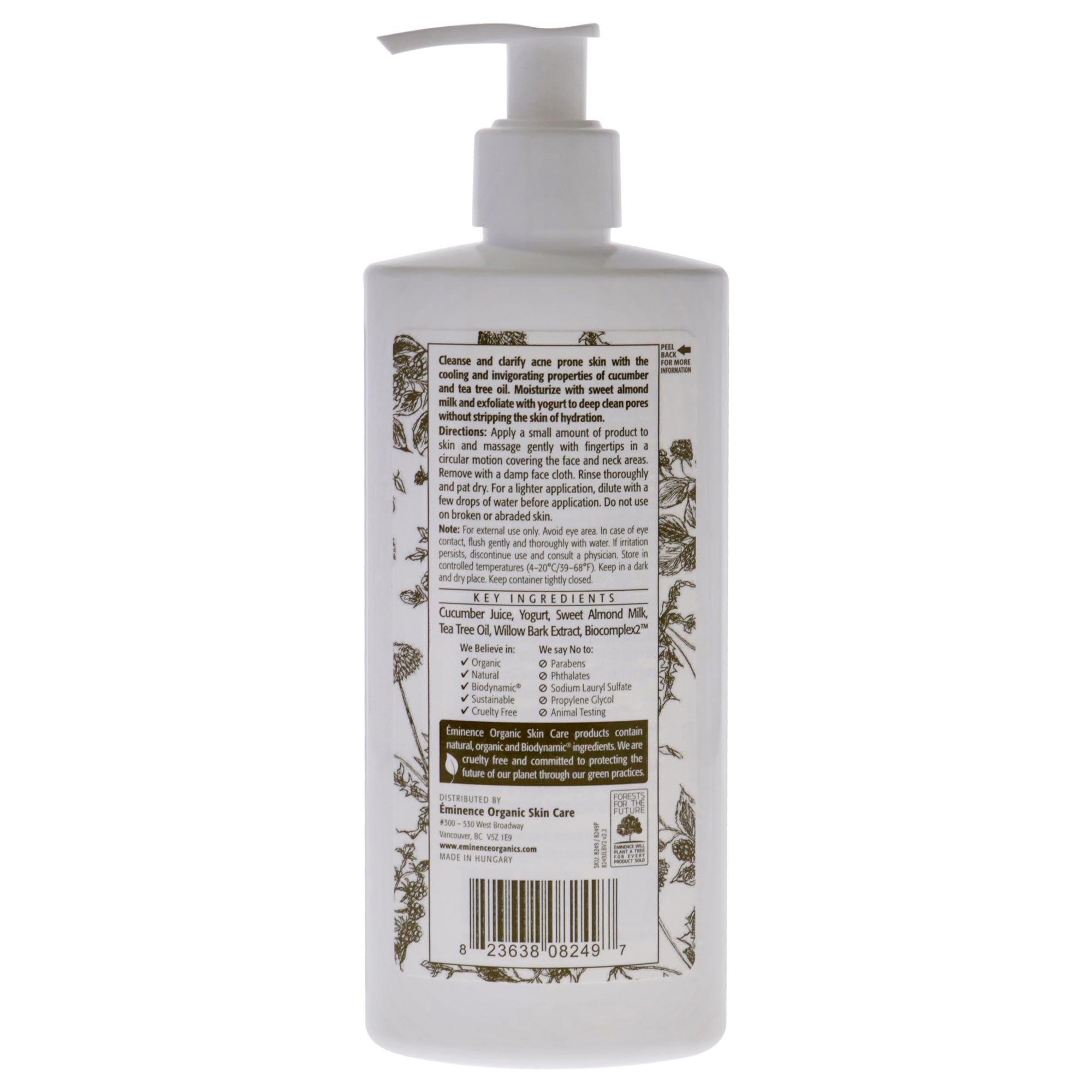 Texture crème-gel d'Eminence pour peau claire, usage quotidien et purifiant.