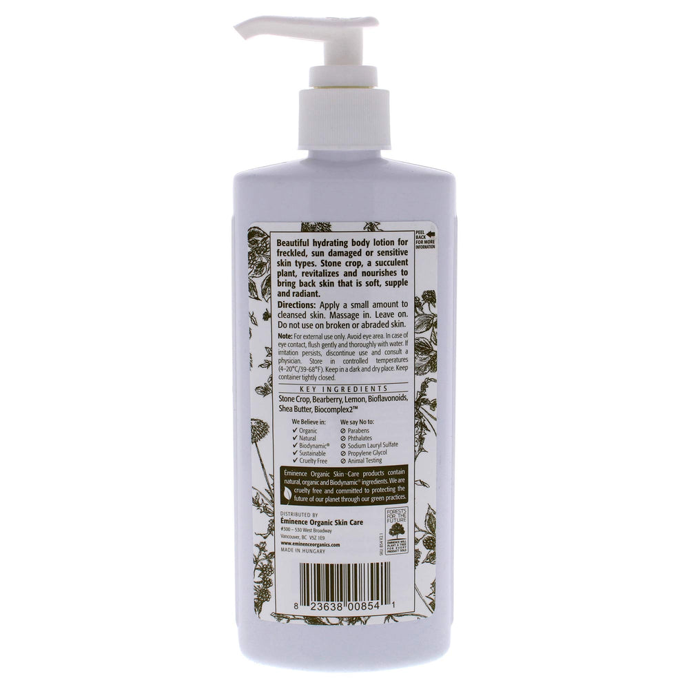 Eminence Stone Crop Body Lotion en action : réduction visuelle des irrégularités et douceur nourrissante
