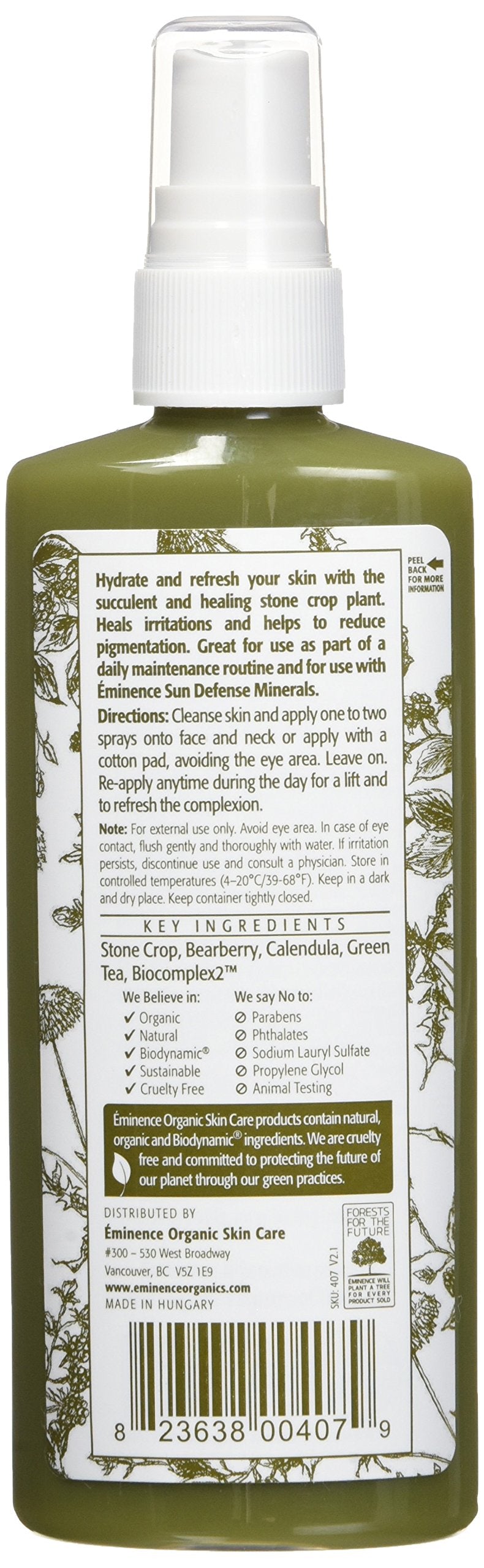 Eminence Stone Crop Brume Hydratante – pulvérisation facilitant l'hydratation et la préparation de la peau