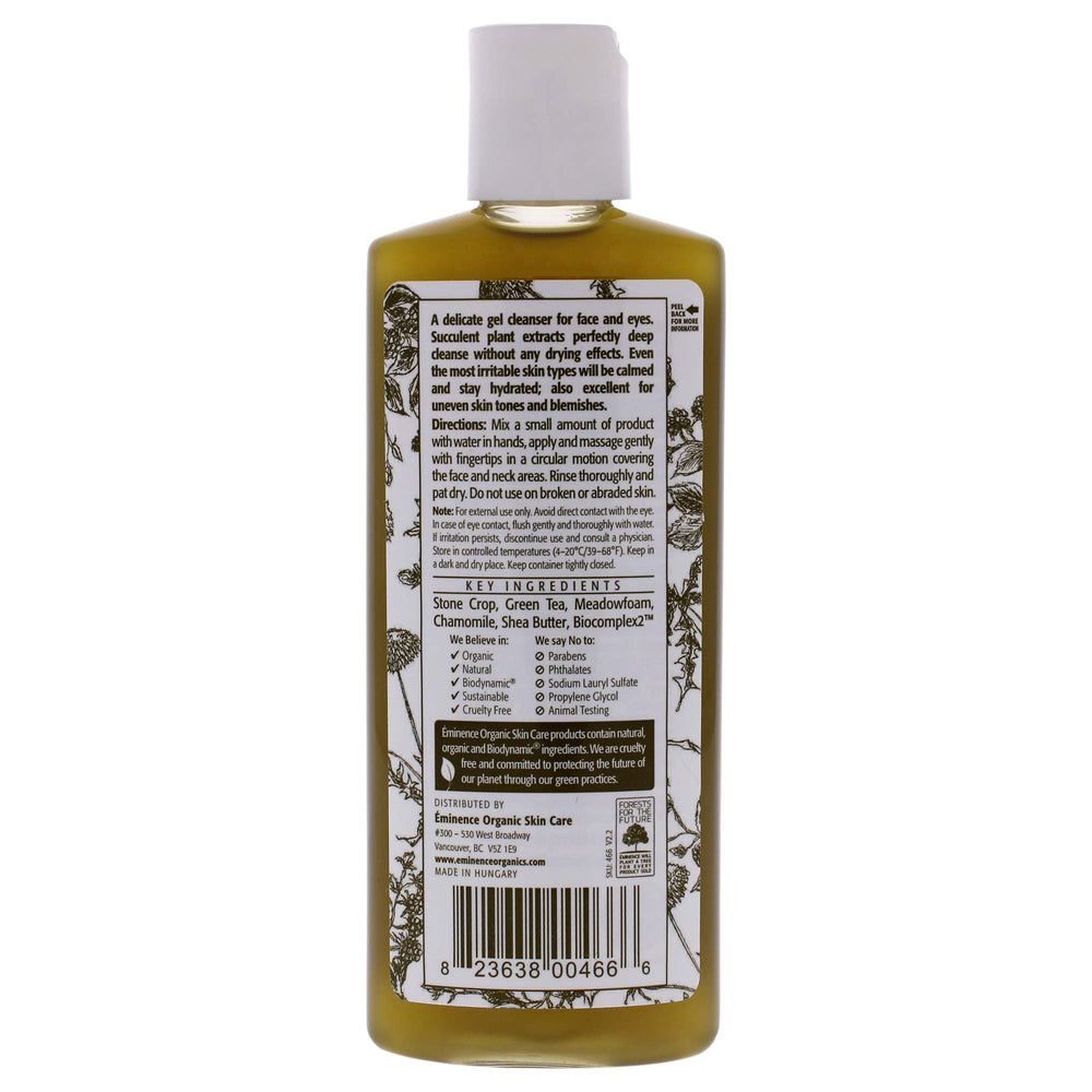 Eminence Stone Crop Gel Wash texture – nettoyage délicat avec hydratation.