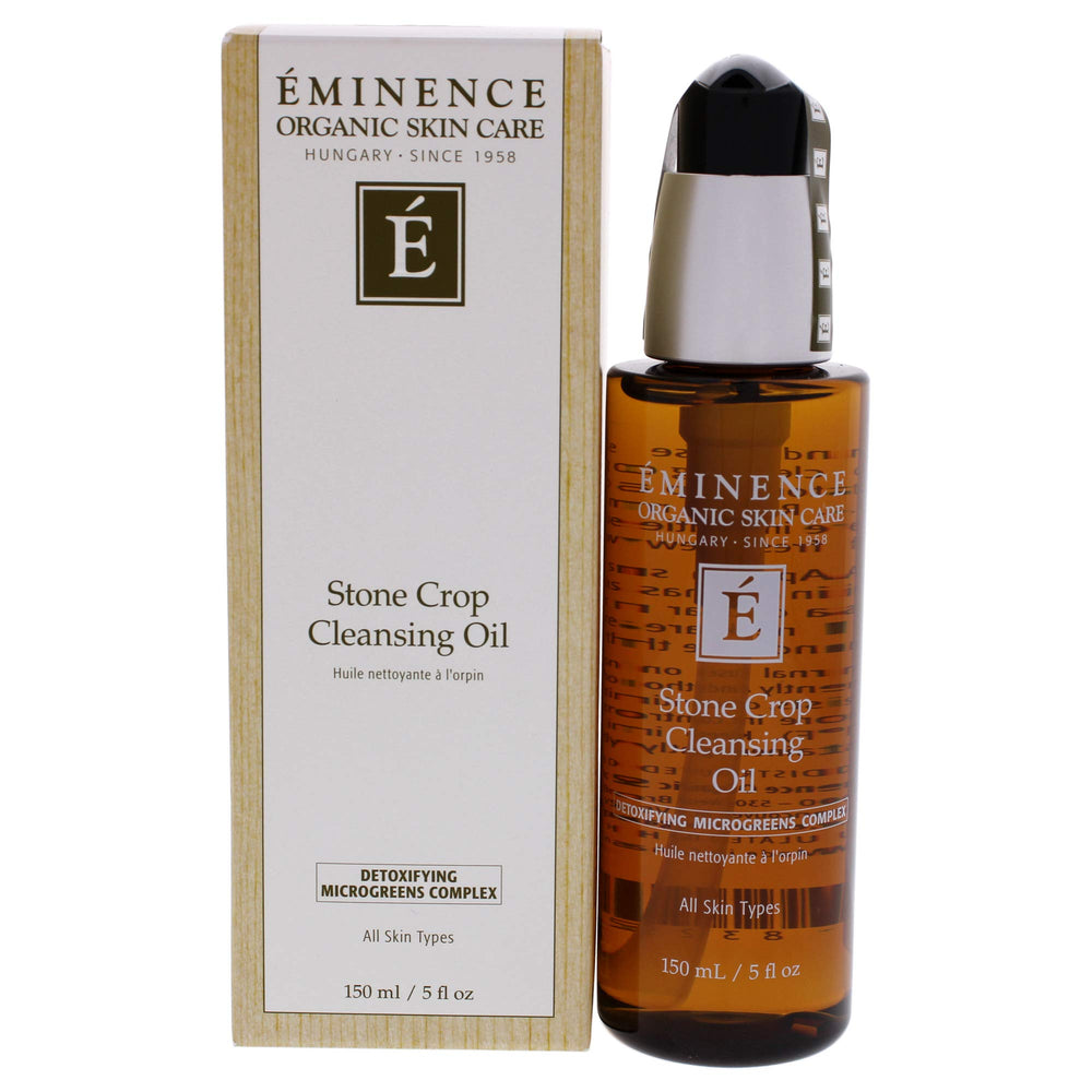 Éminence Stone Crop Huile Démaquillante – bouteille élégante prête au démaquillage en douceur.