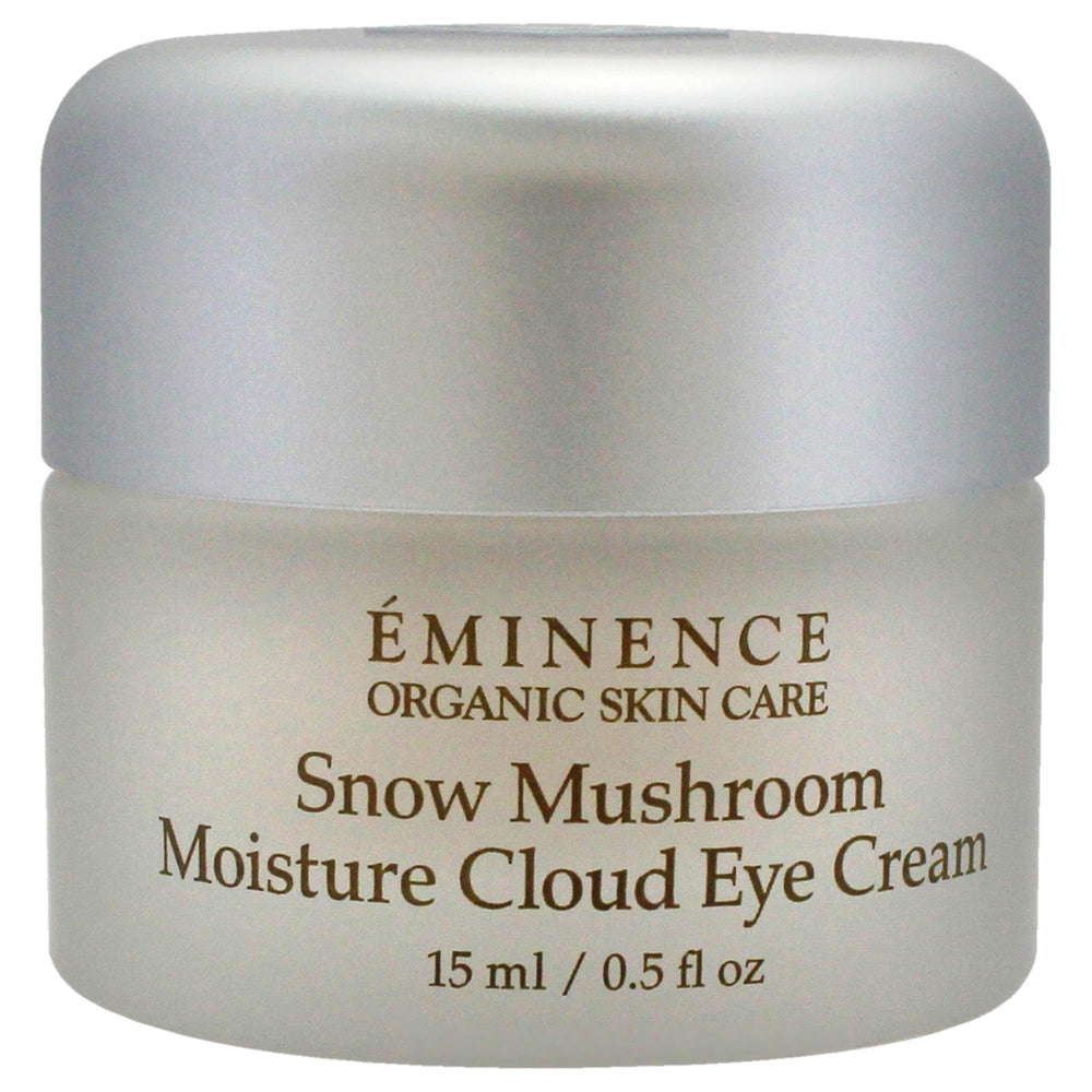 Eminence crème yeux neige mousse gros plan, texture riche et apaisante