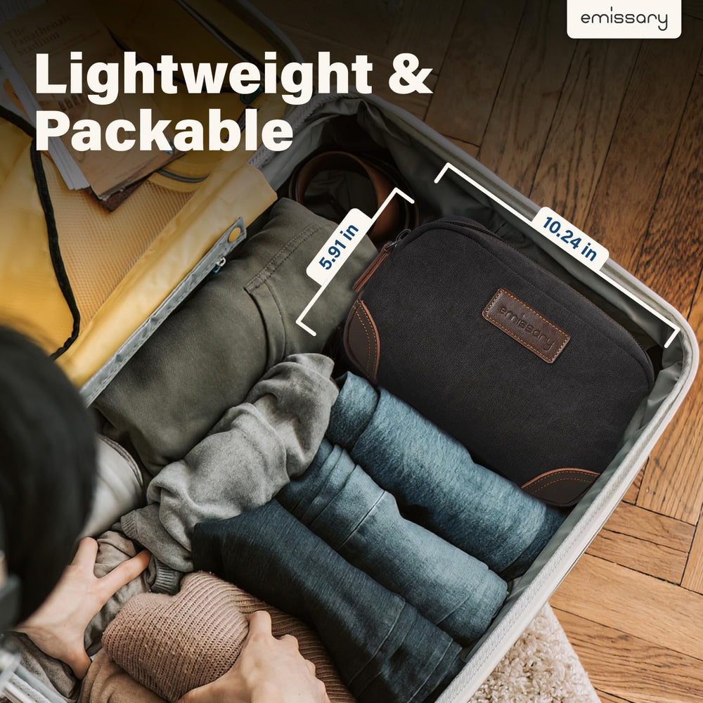 Kit de toilette voyage emissary, idéal comme trousse de rasage compacte et polyvalente.