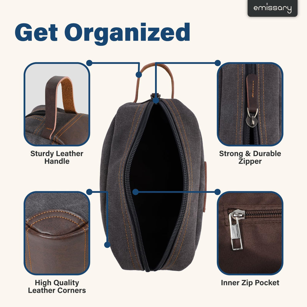Trousse soins emissary en cuir PU avec une poignée latérale.