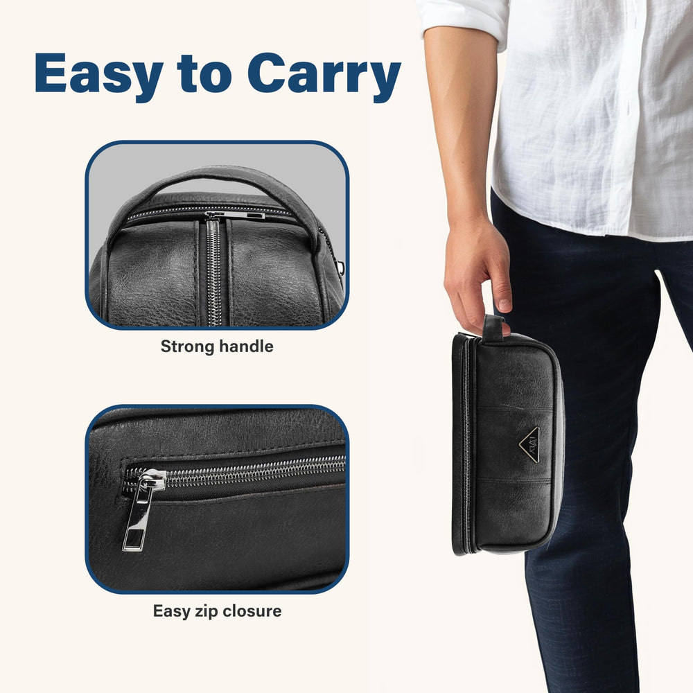 Trousse Emissary étanche en cuir noir prête pour les articles mouillés