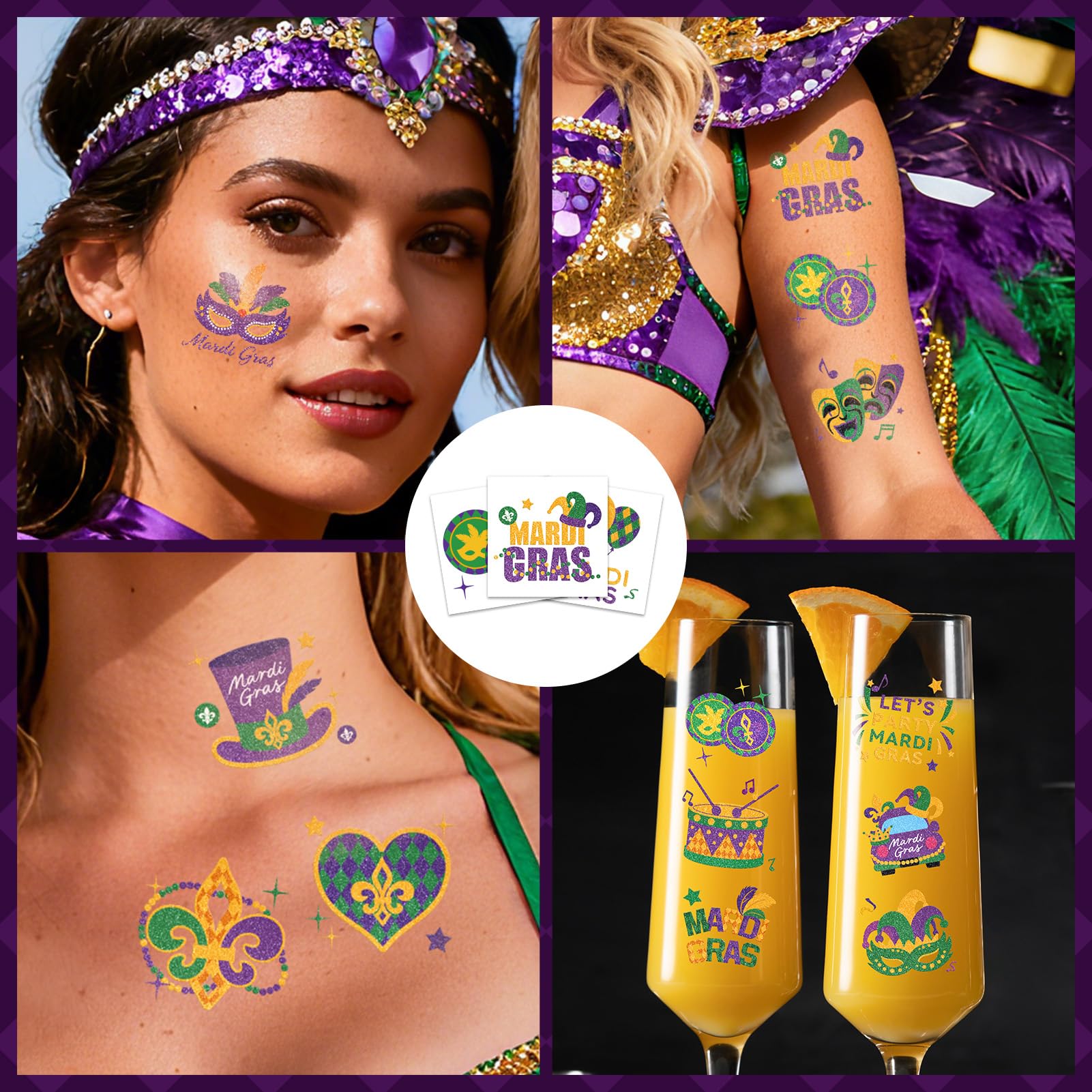 EMOME patch maquillage Mardi Gras - designs variés sans effort