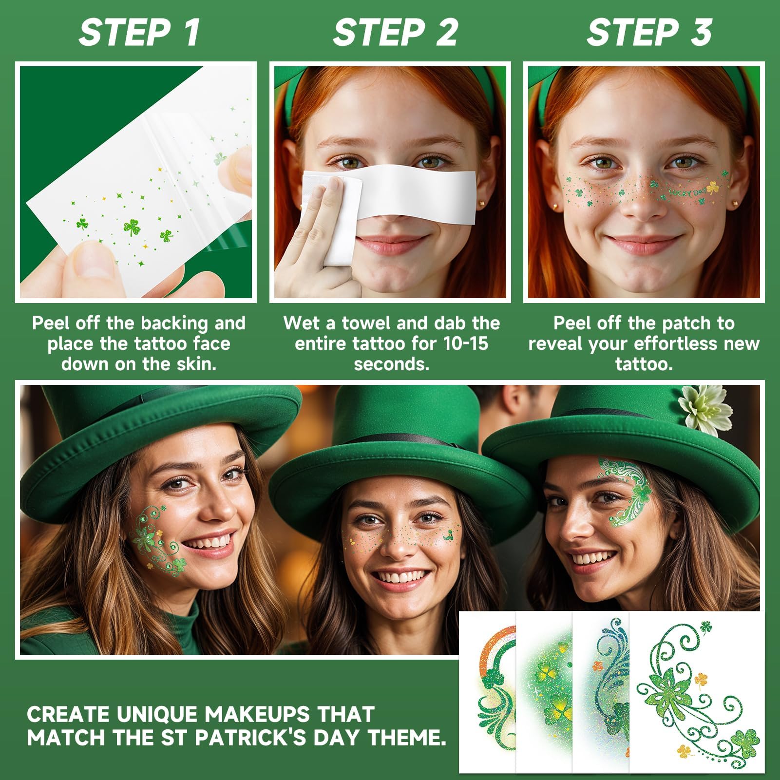 EMOME patches maquillage paillette vert clair, pour briller en soirée.