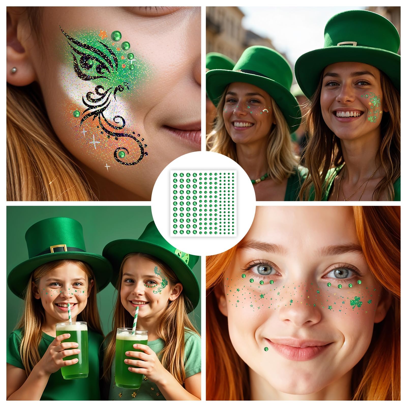 EMOME patches maquillage paillette vert, application rapide et glamour.