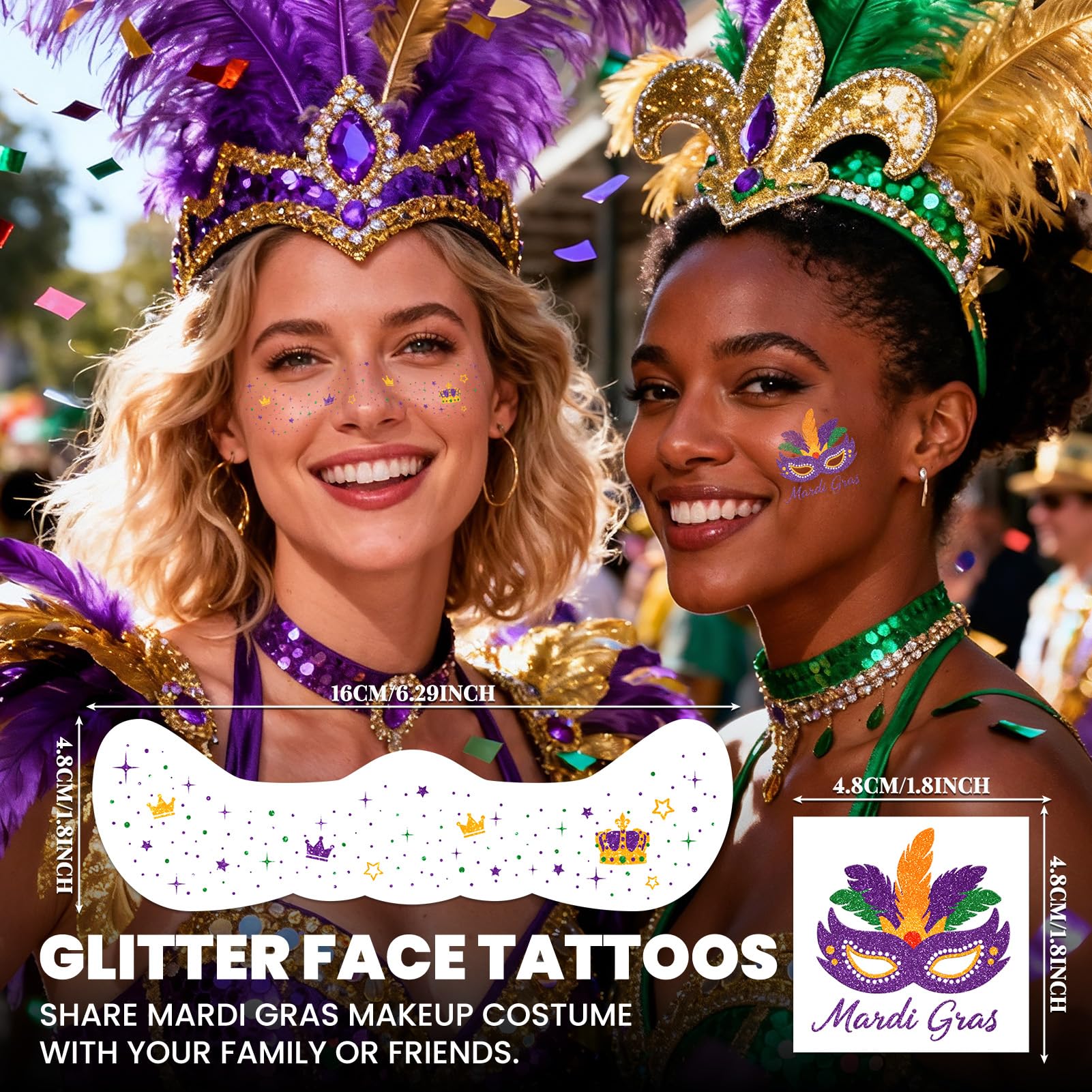 EMOME tatouages corps Mardi Gras - paillettes durables pour un style audacieux