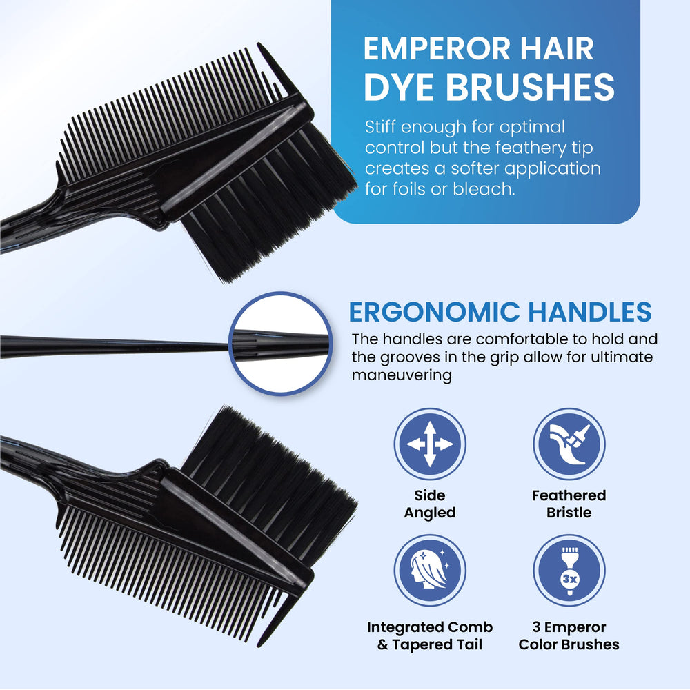 Brosse Emperor coloration angle latéral, précision accrue pour petites zones et balayages.