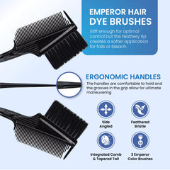 Brosse Emperor coloration angle latéral, précision accrue pour petites zones et balayages.