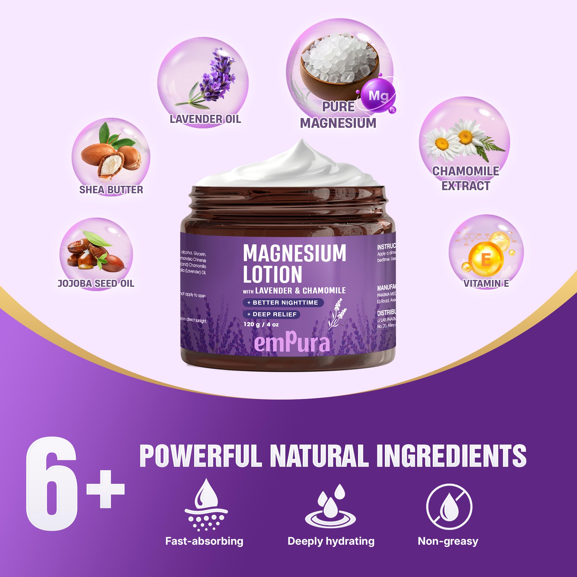 Flacon élégant EMPURA 4 oz : soin nocturne pour relaxer les muscles