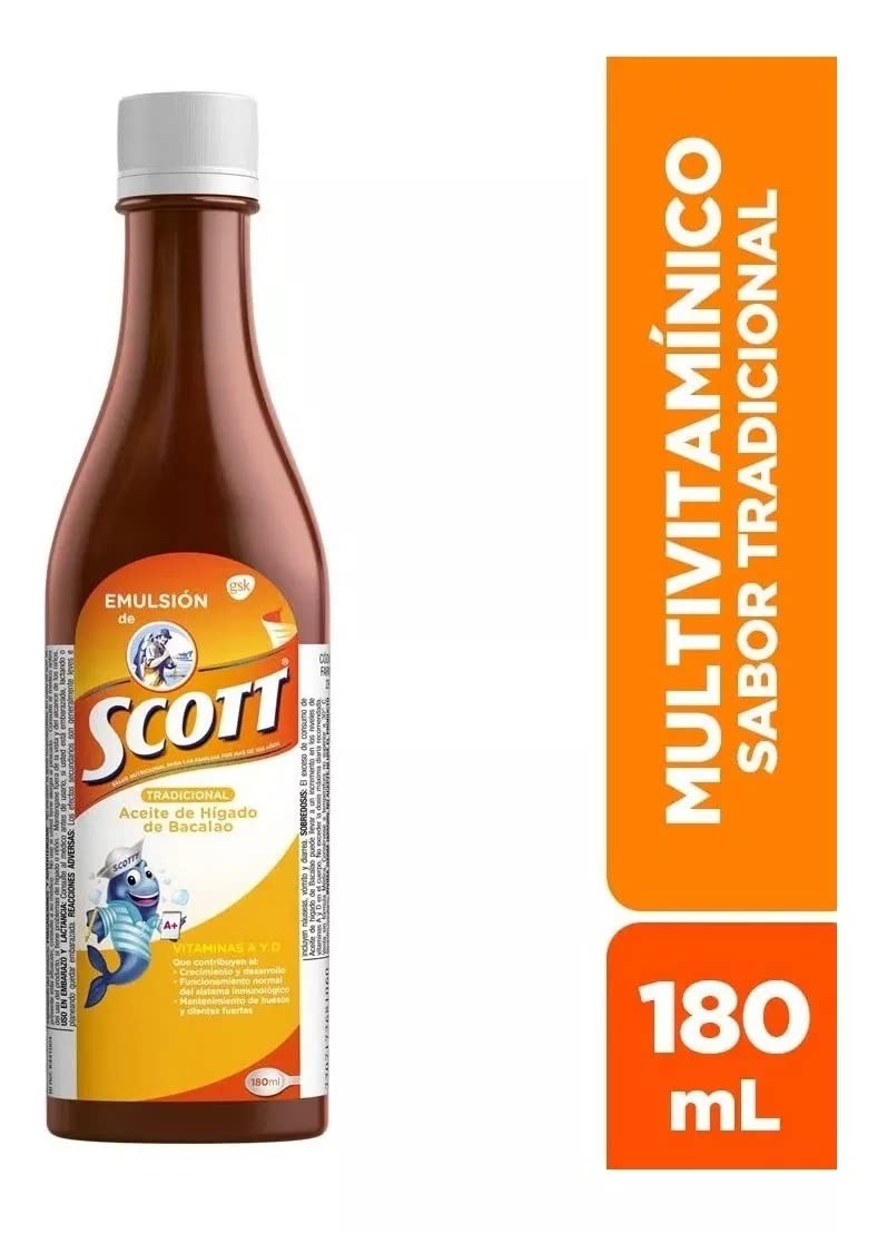 Émulsion de Scott Tradicional, dose quotidienne de 5 ml facilitant la prise.